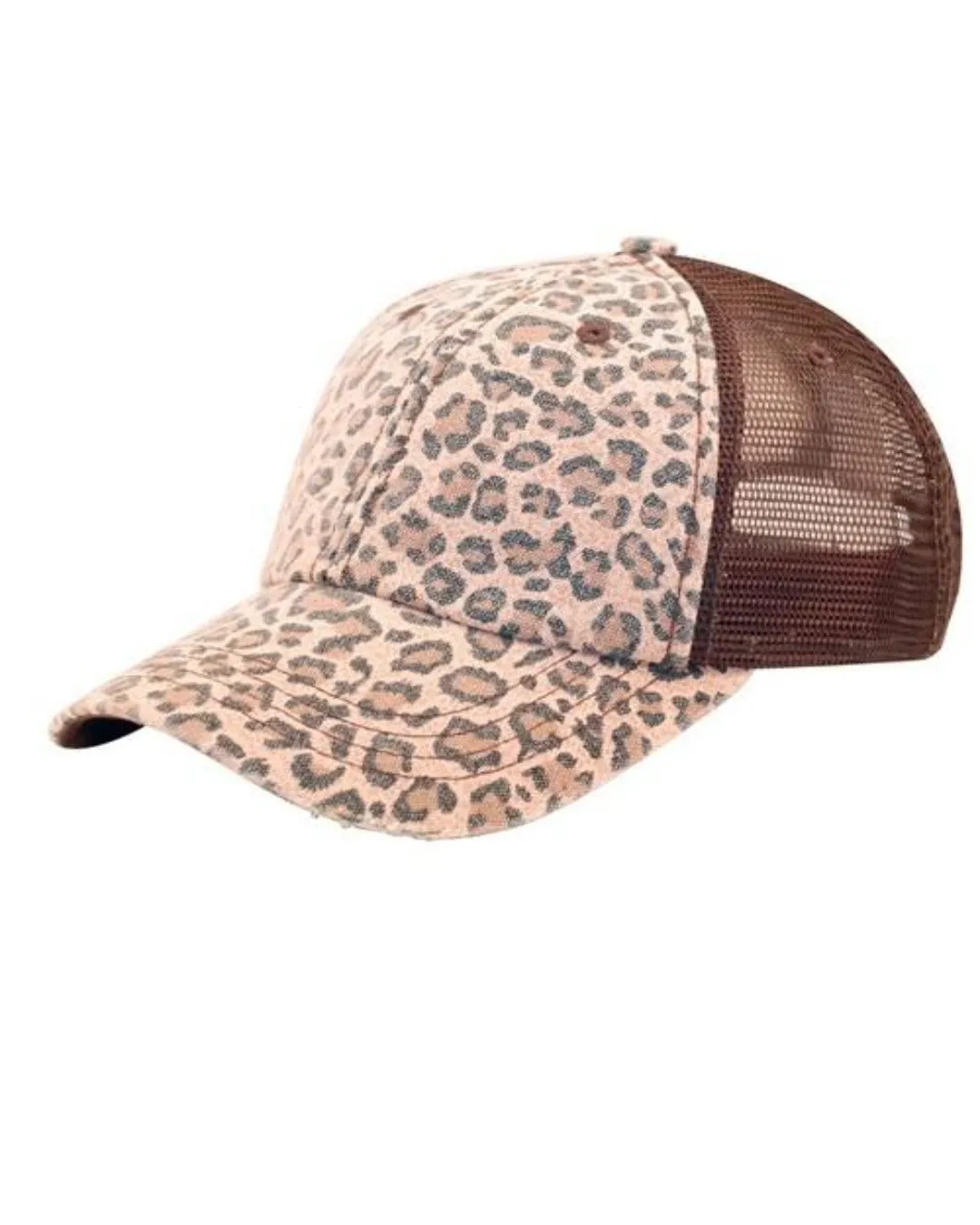 Leopard Print Mesh Trucker Cap