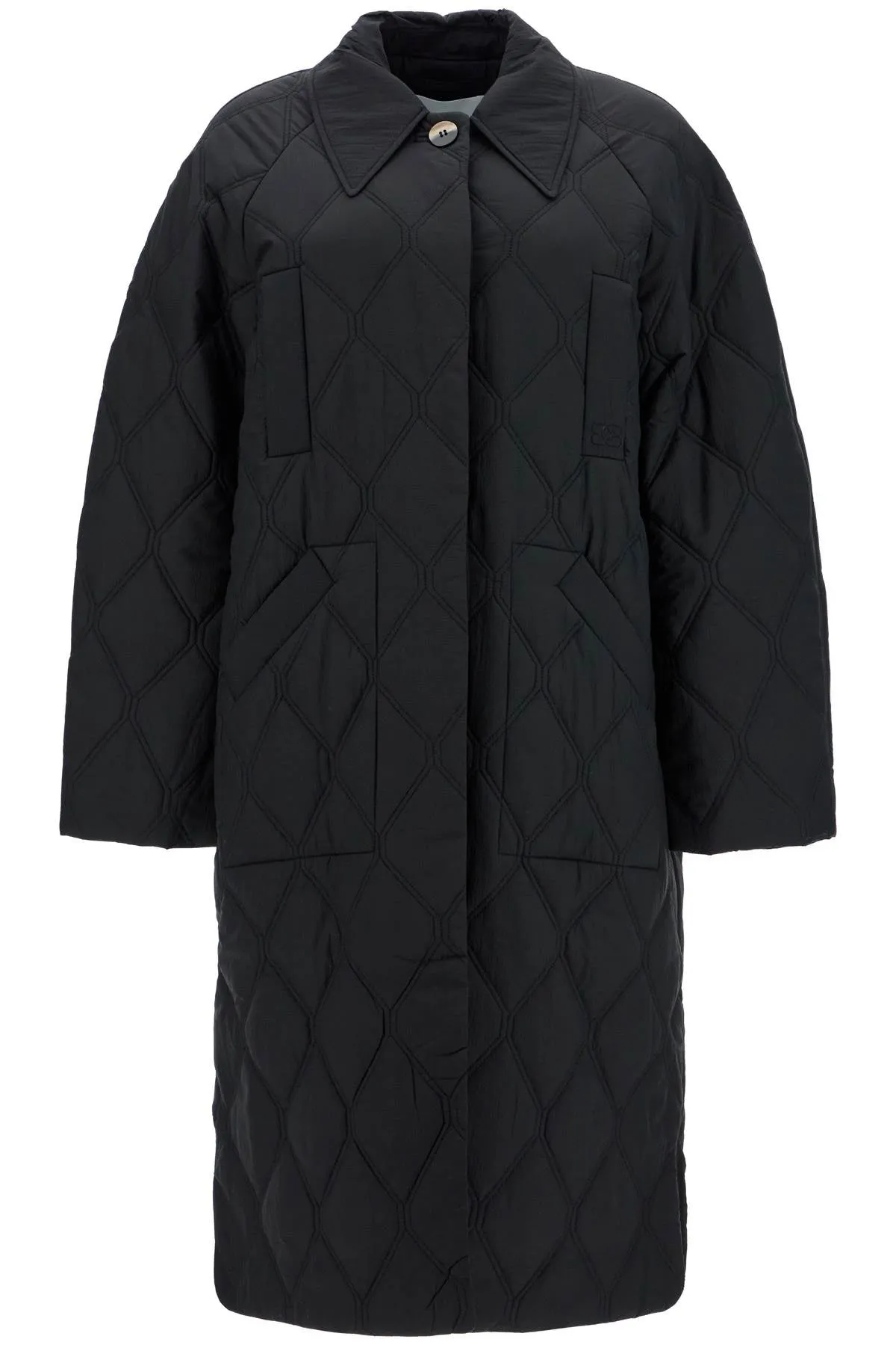 long quilted padded coat F9624 BLACK