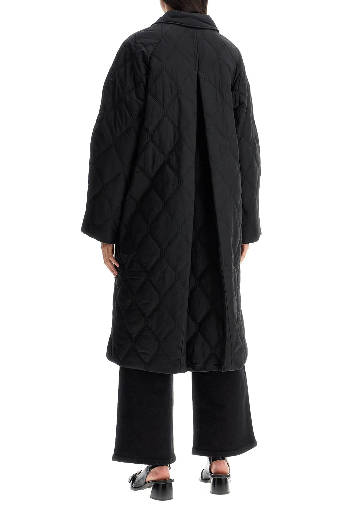 long quilted padded coat F9624 BLACK