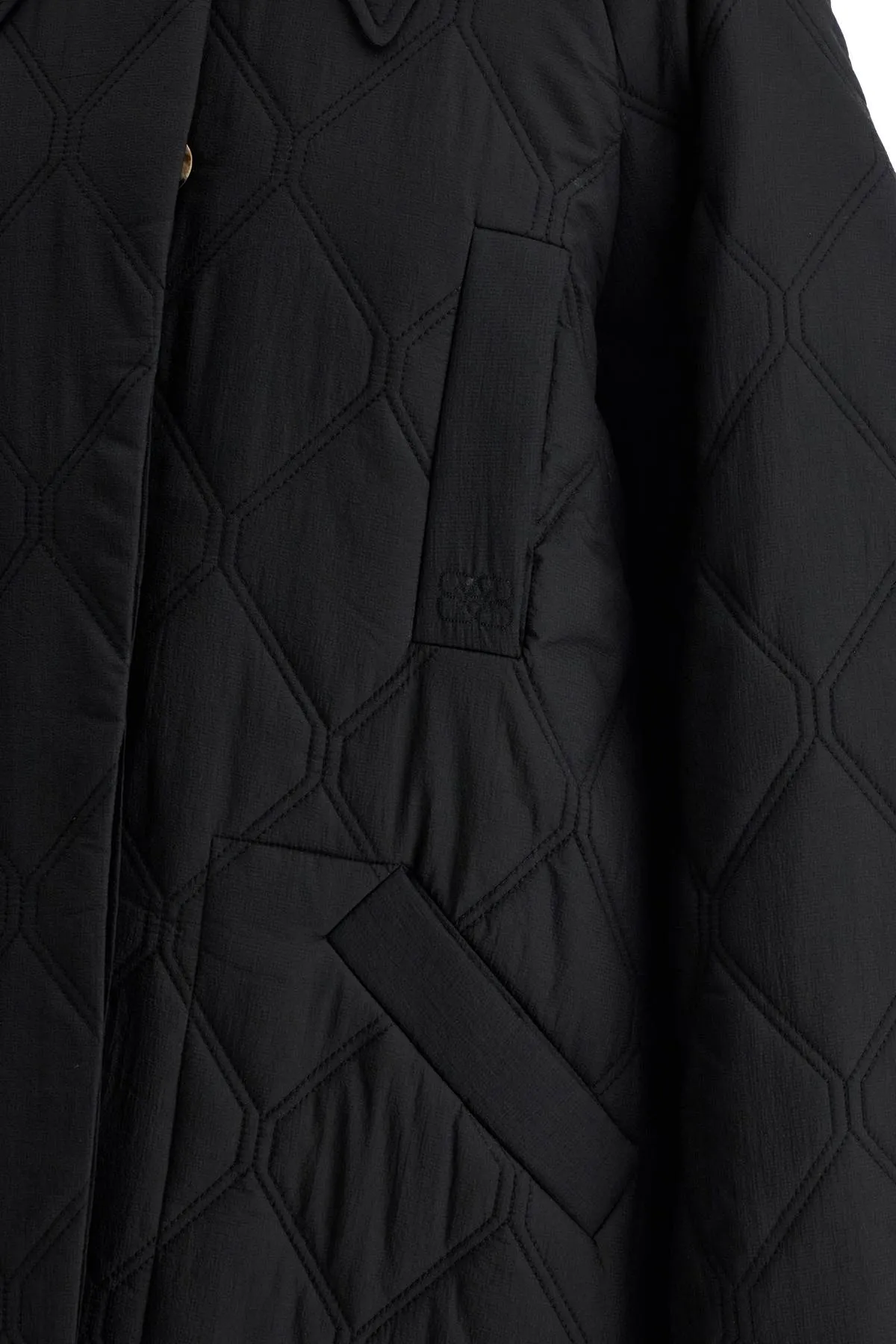 long quilted padded coat F9624 BLACK