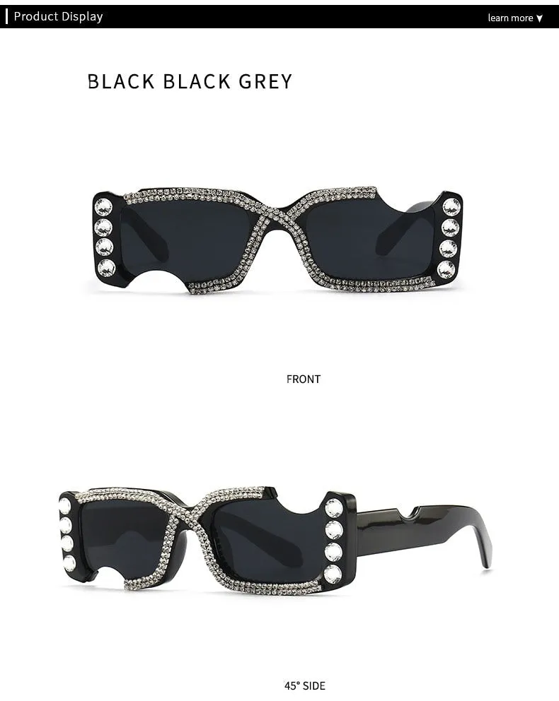 Luxury UV400 Rhinestone Irregular Rectangle Sunglasses for Women