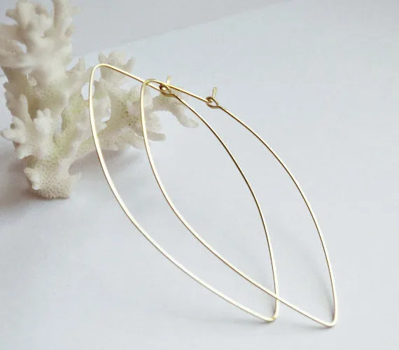 Marquise Hoop Earrings - Gold Leaf Hoops