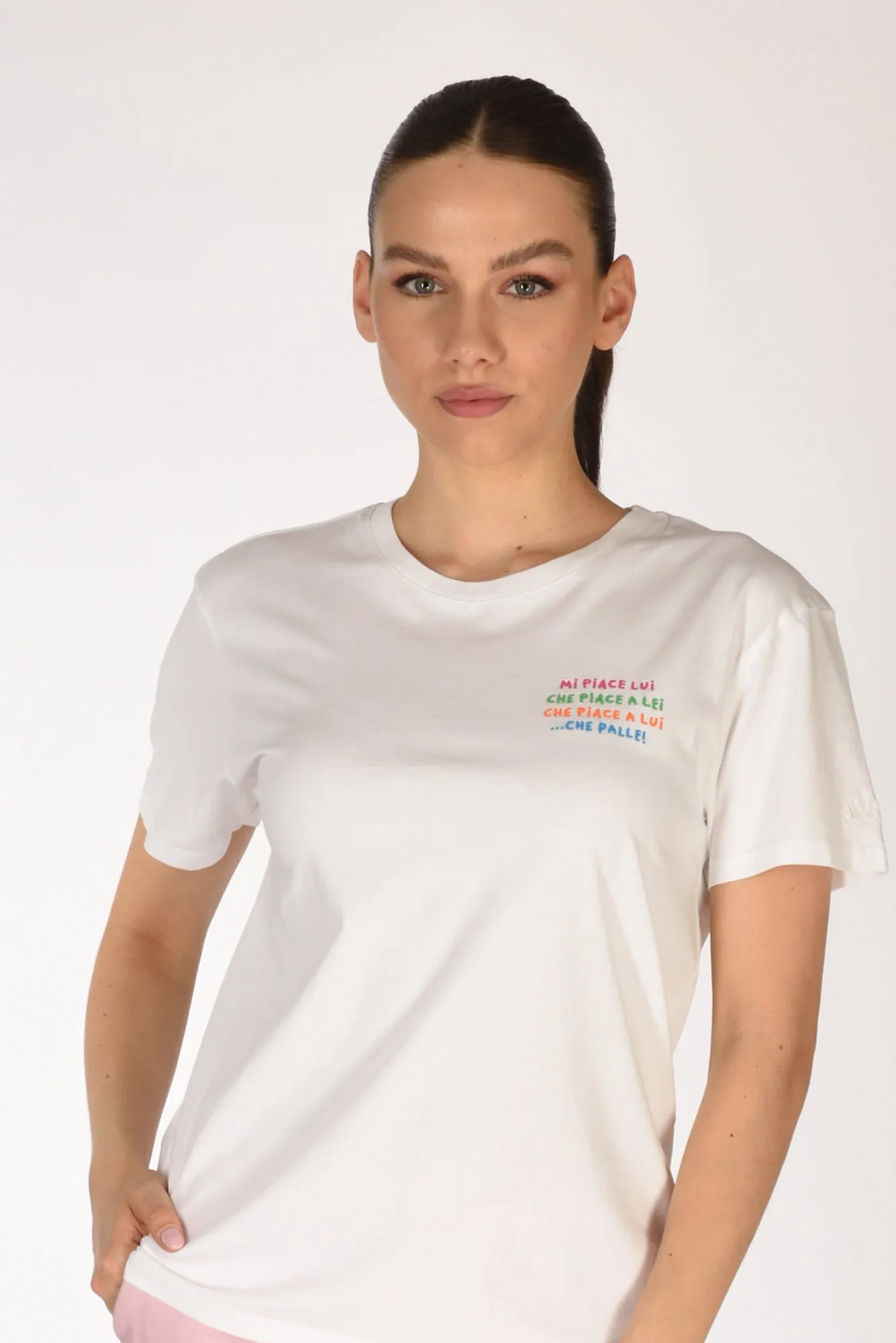 Mc2 Saint Barth Tshirt Scritta Bianco Donna