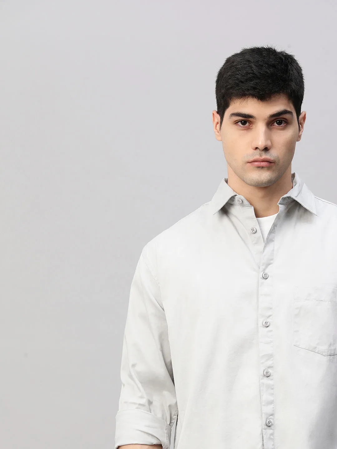 Mens Full Sleeve Shirt - Ash Grey