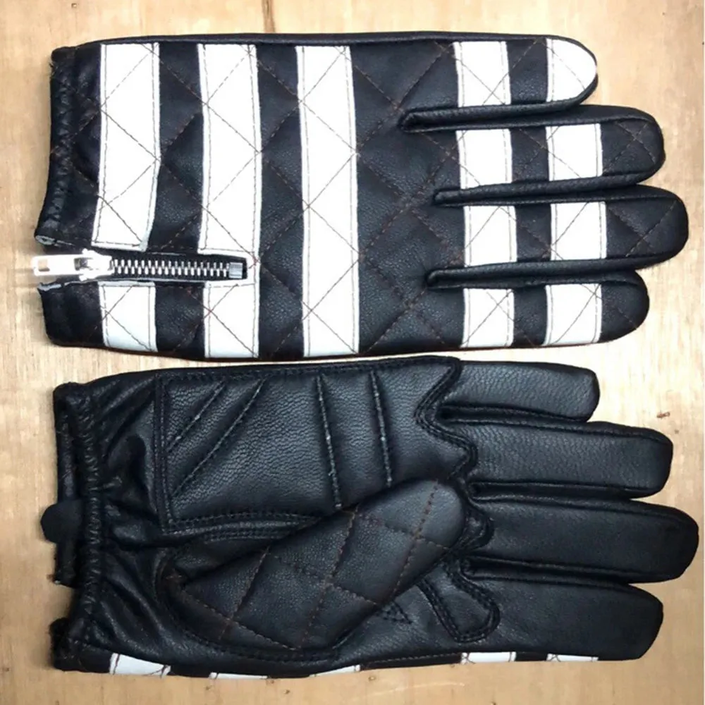 Men's Genuine Leather Prisoner Motorcycle Riding Winter Gloves