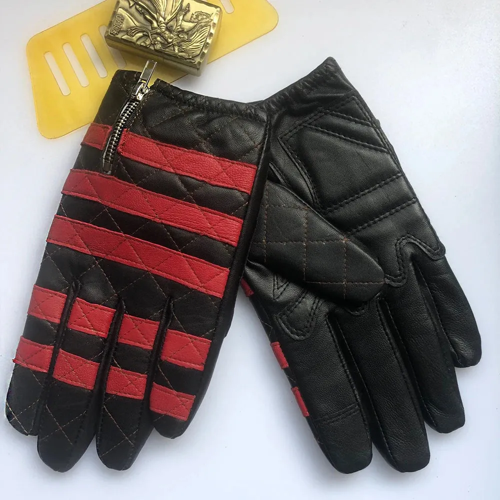 Men's Genuine Leather Prisoner Motorcycle Riding Winter Gloves