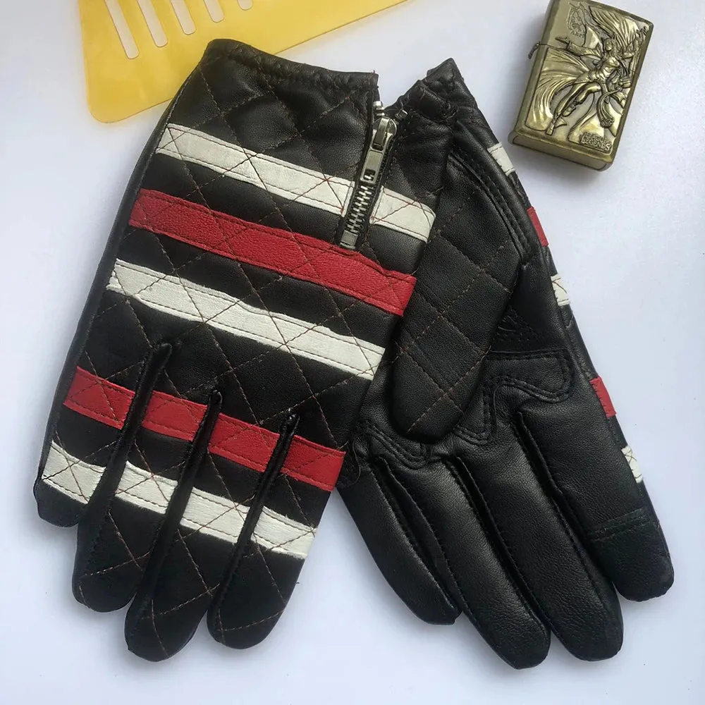 Men's Genuine Leather Prisoner Motorcycle Riding Winter Gloves