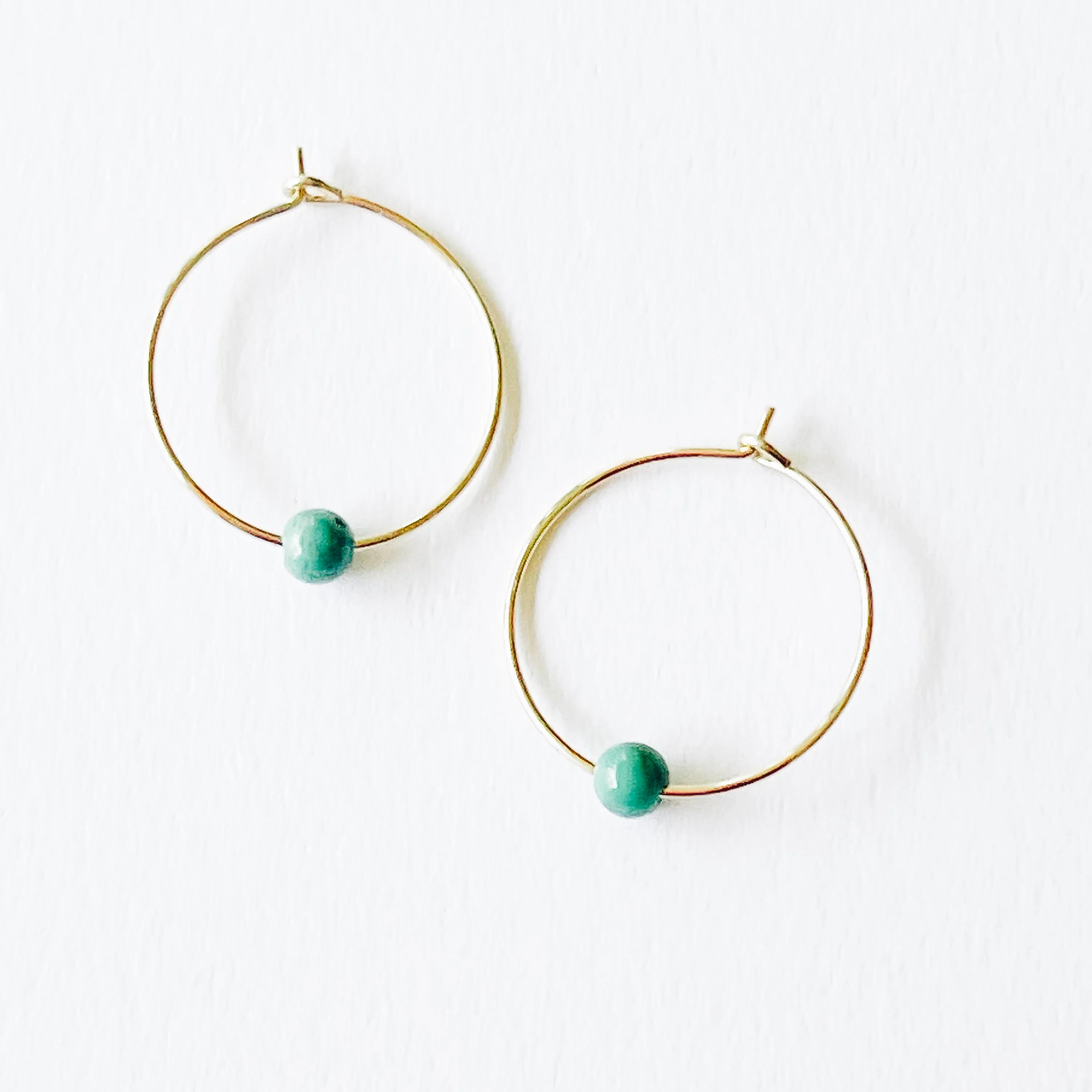 Mini Turquoise Gold Filled Hoops