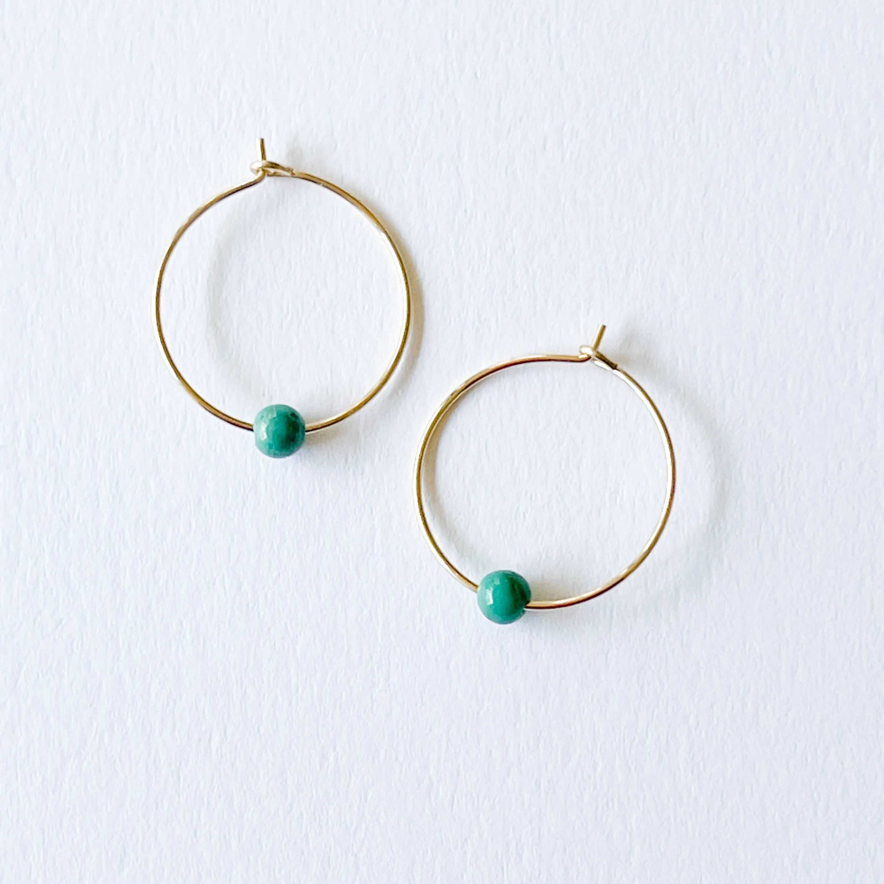 Mini Turquoise Gold Filled Hoops