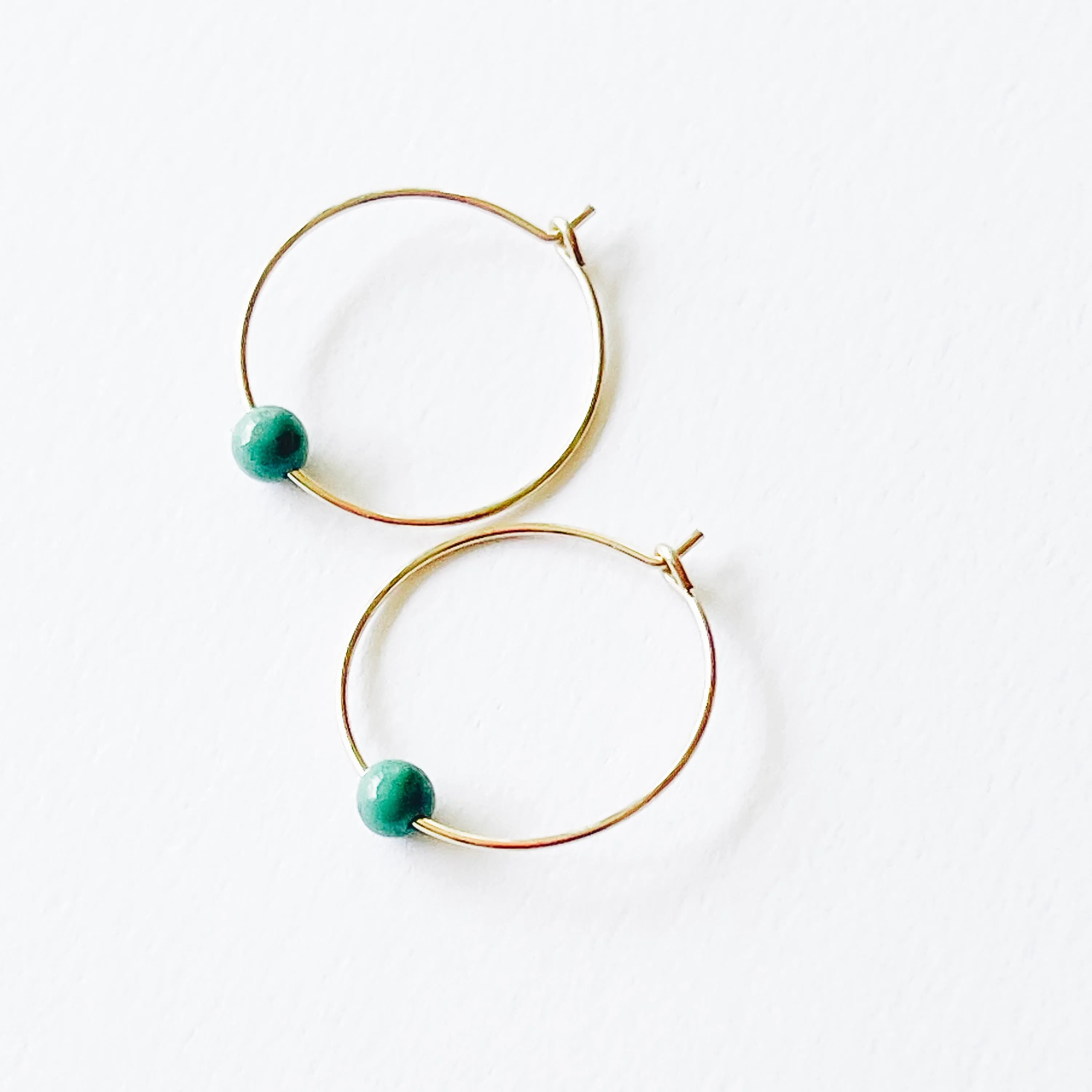 Mini Turquoise Gold Filled Hoops