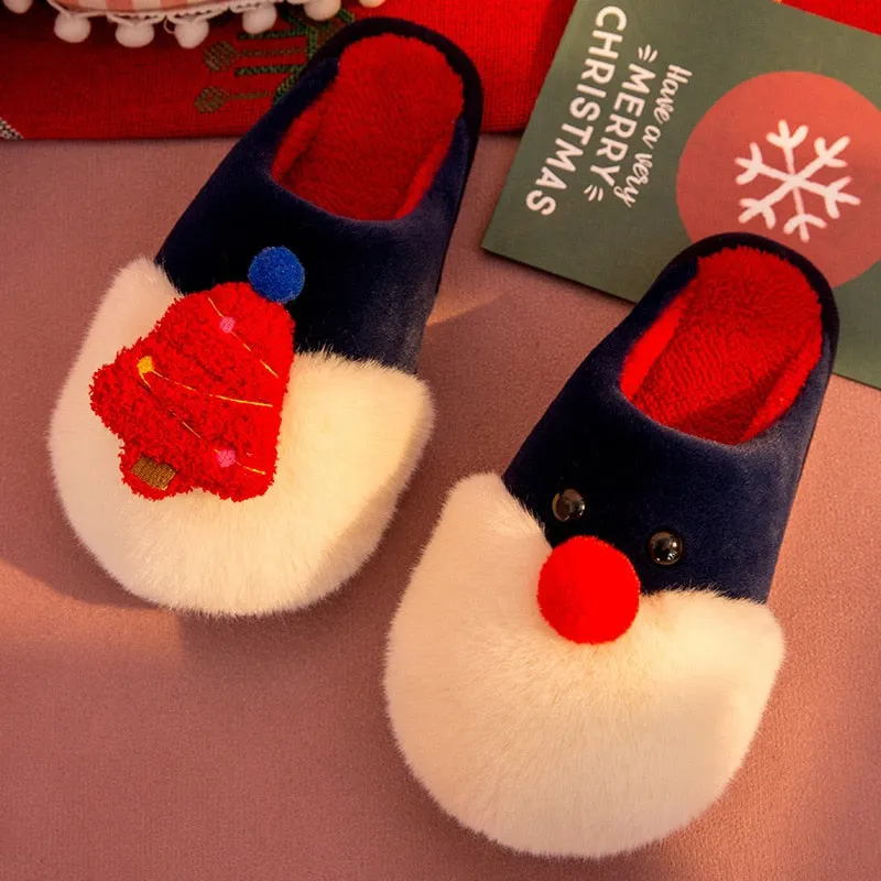 Mixed Colors Winter Warm Plush Flat Heel House Slippers for Men and Women