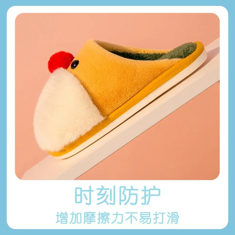 Mixed Colors Winter Warm Plush Flat Heel House Slippers for Men and Women