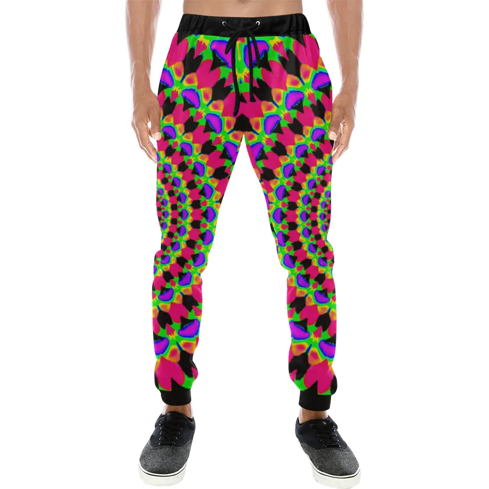 Neon Kaleidoscope Mandala All Over Print Light-Weight Men's Jogger Sweatpants (Non Fleece Lined)