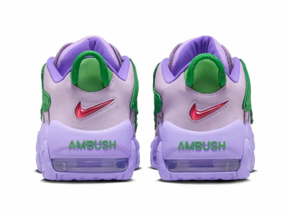 Nike Air More Uptempo Low AMBUSH Lilac Apple Green University Red FB1299-500