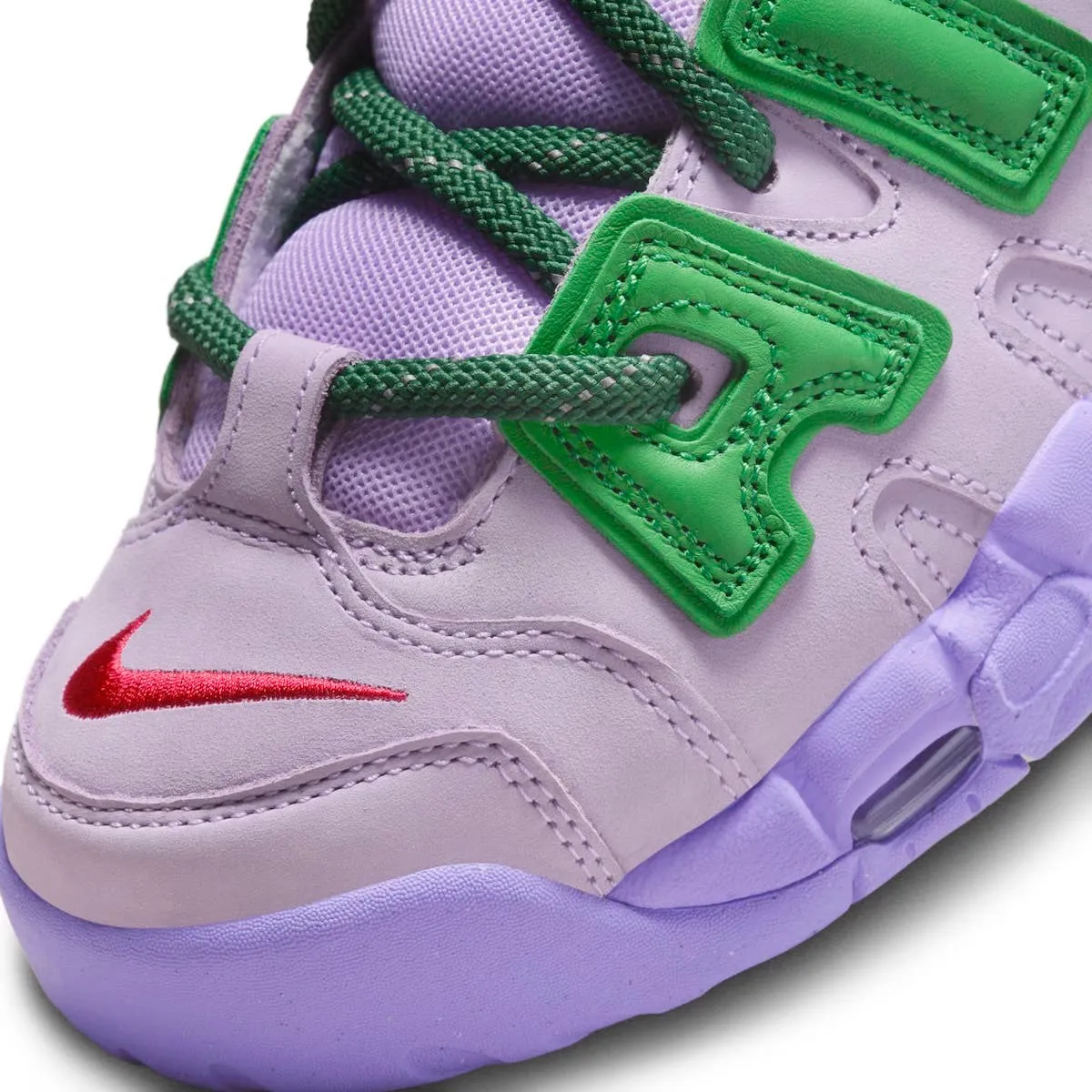 Nike Air More Uptempo Low AMBUSH Lilac Apple Green University Red FB1299-500