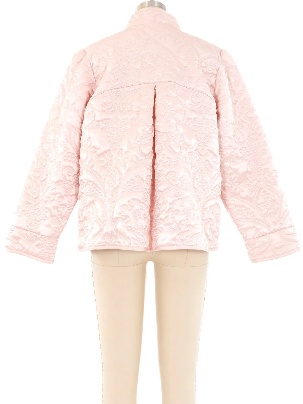 Oscar de la Renta Pink Quilted Satin Tie Front Jacket