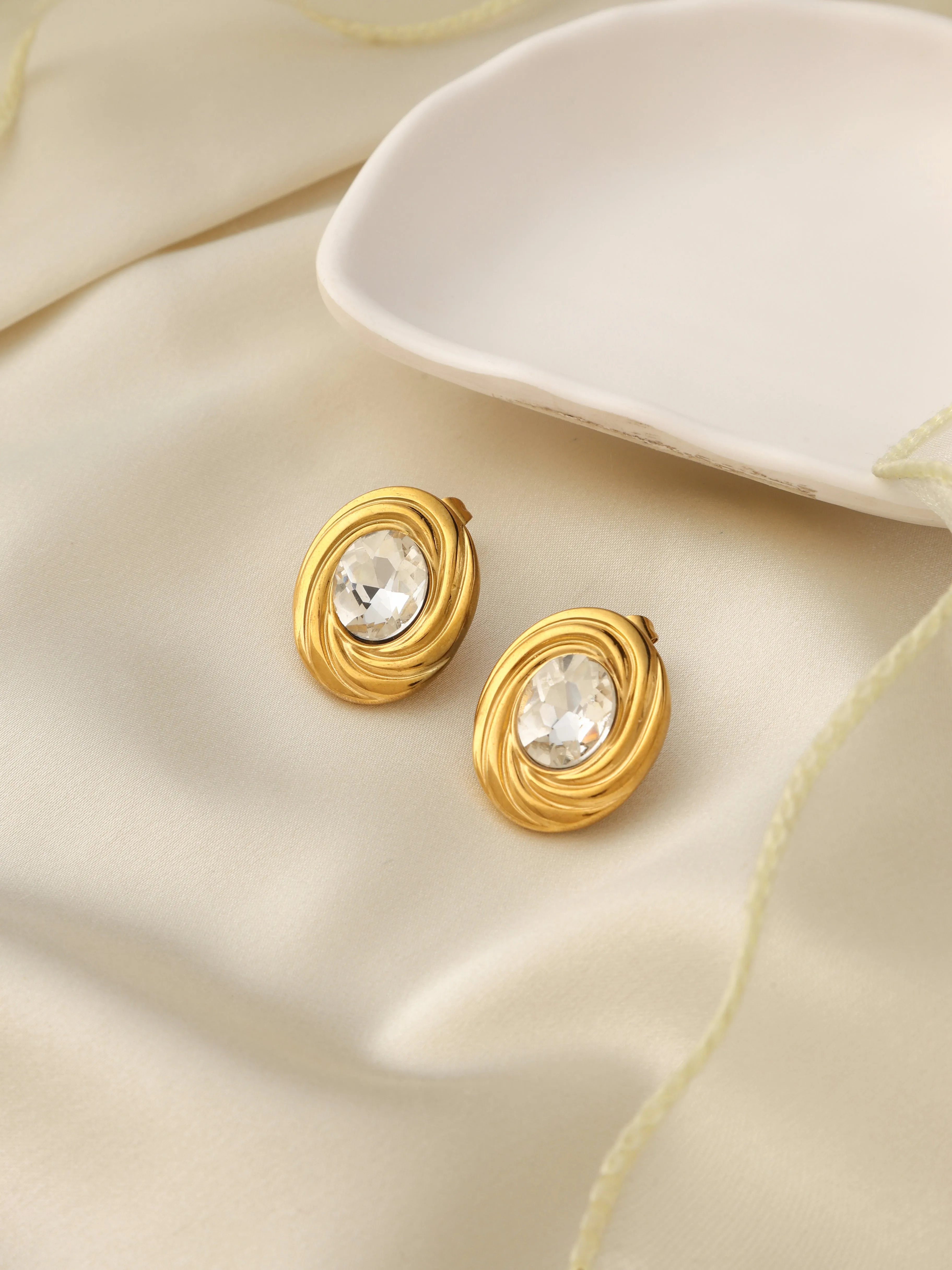 Oval Diamante Studs