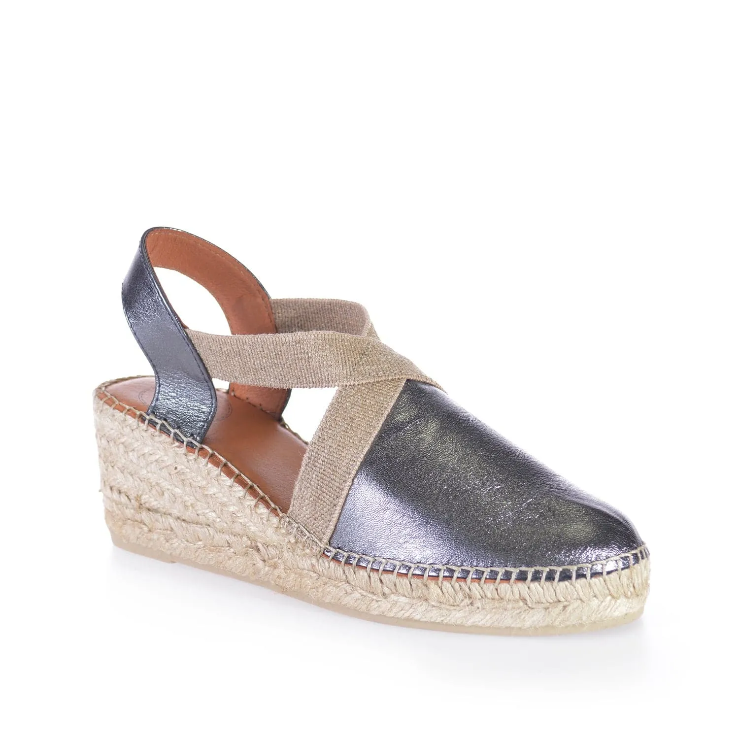 Plain Leather Wedge Espadrille for Women - Tossa