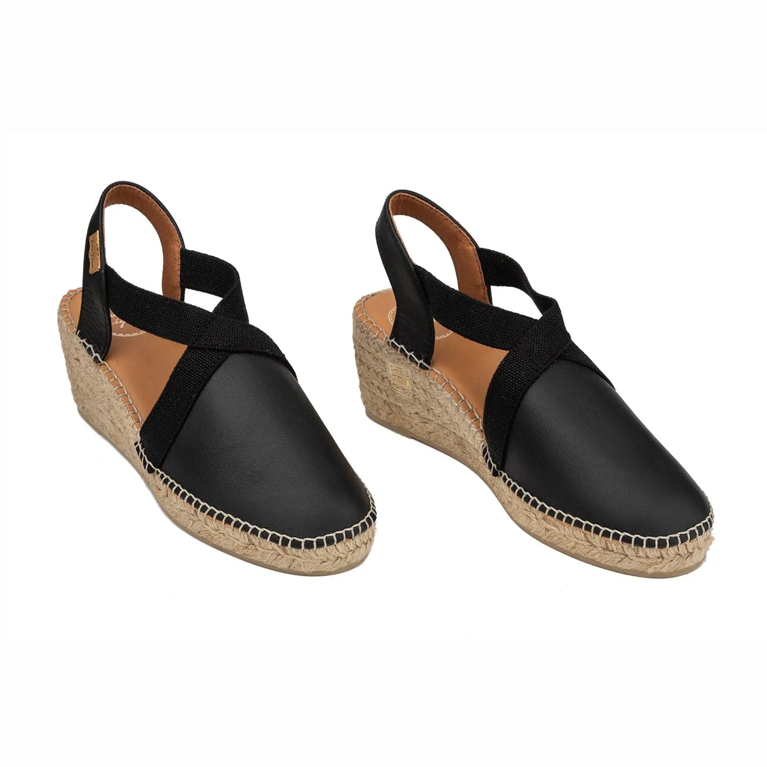 Plain Leather Wedge Espadrille for Women - Tossa