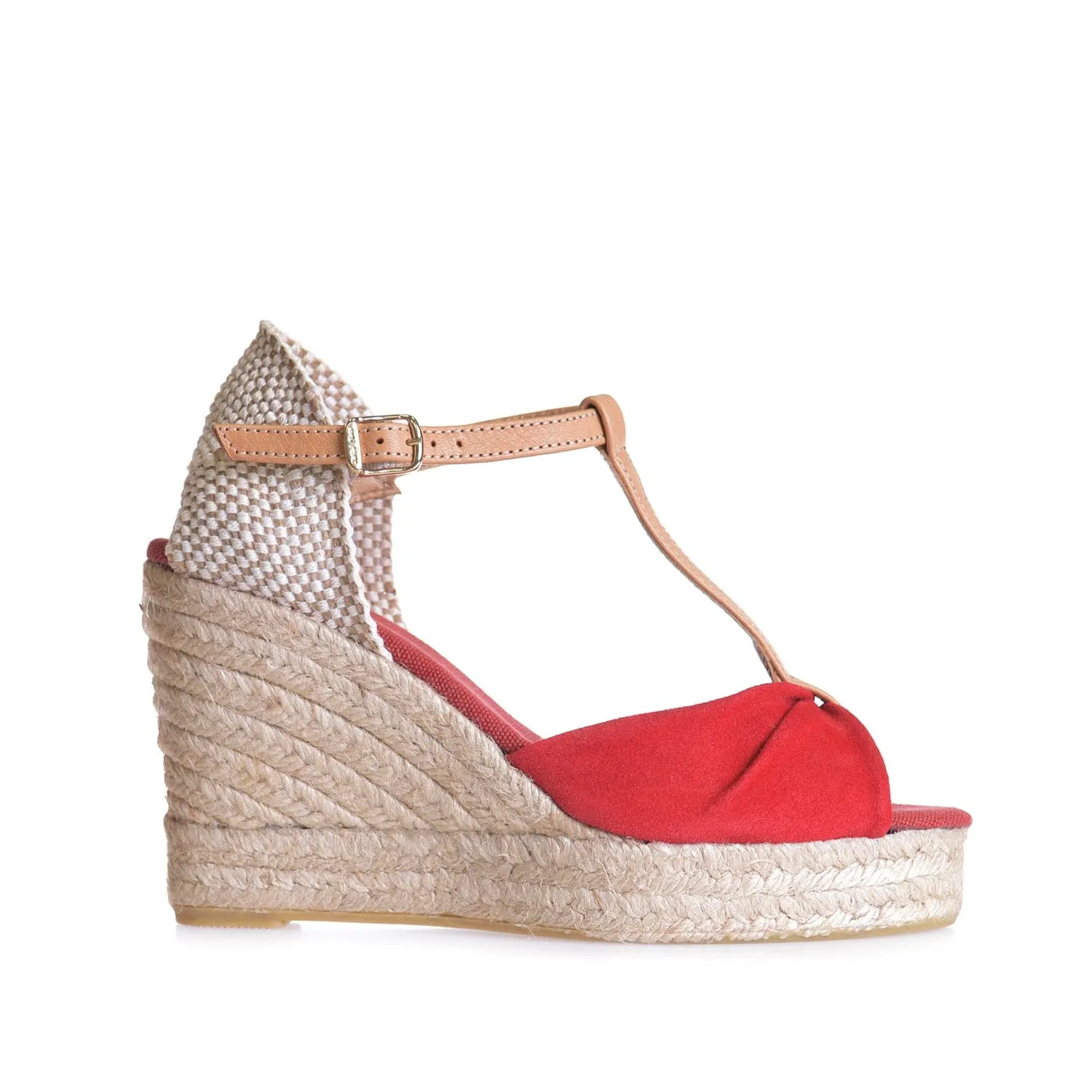 Plain Suede Leather Wedge Espadrille for Women - Cala-A