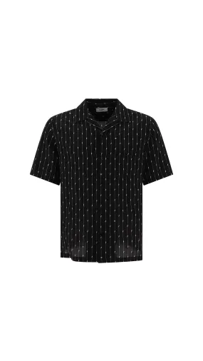 Printed Hawaian Silk Shirt - Black