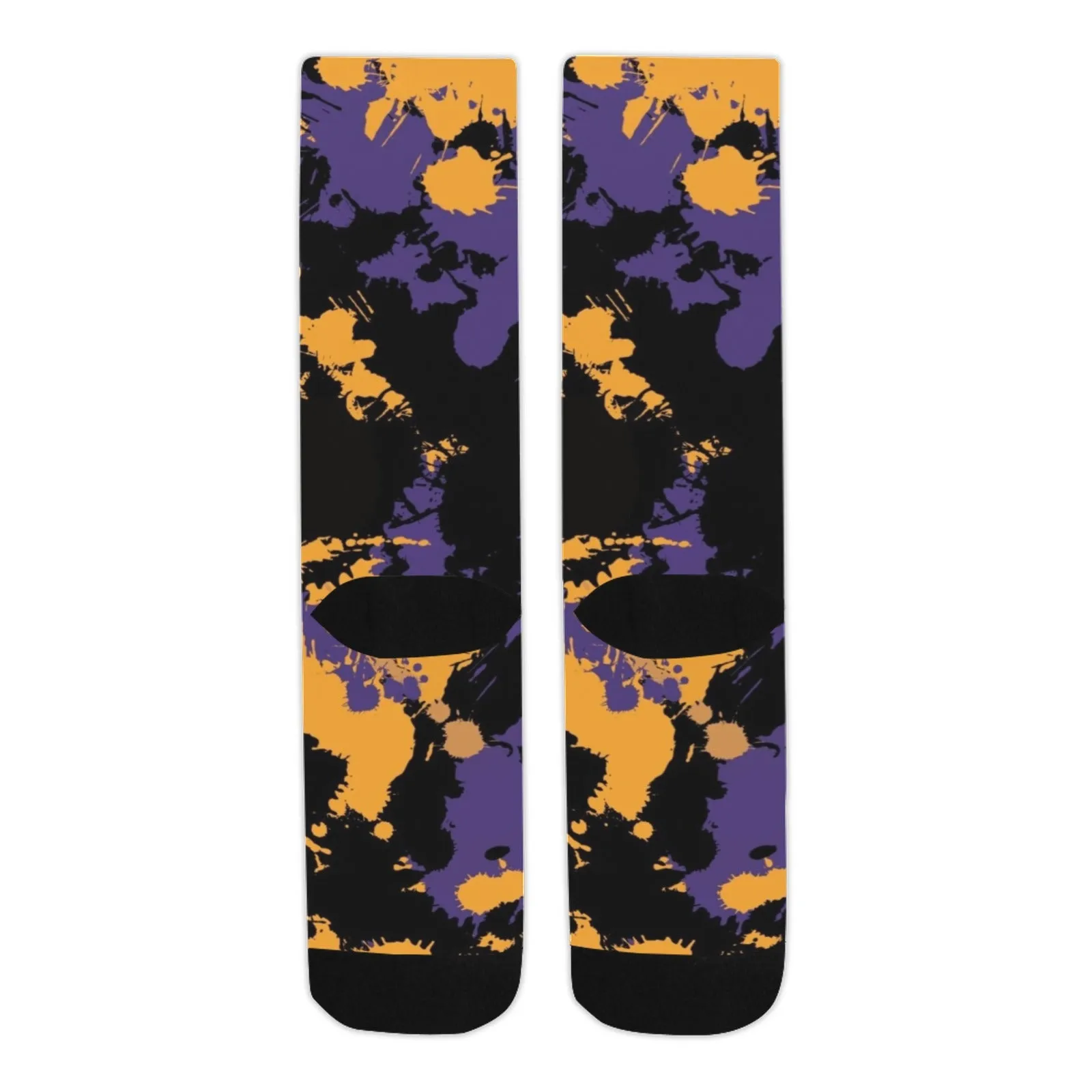 Purple Gold and Black Legends Paint Splatter Smooth-Touch Unisex Crew Socks