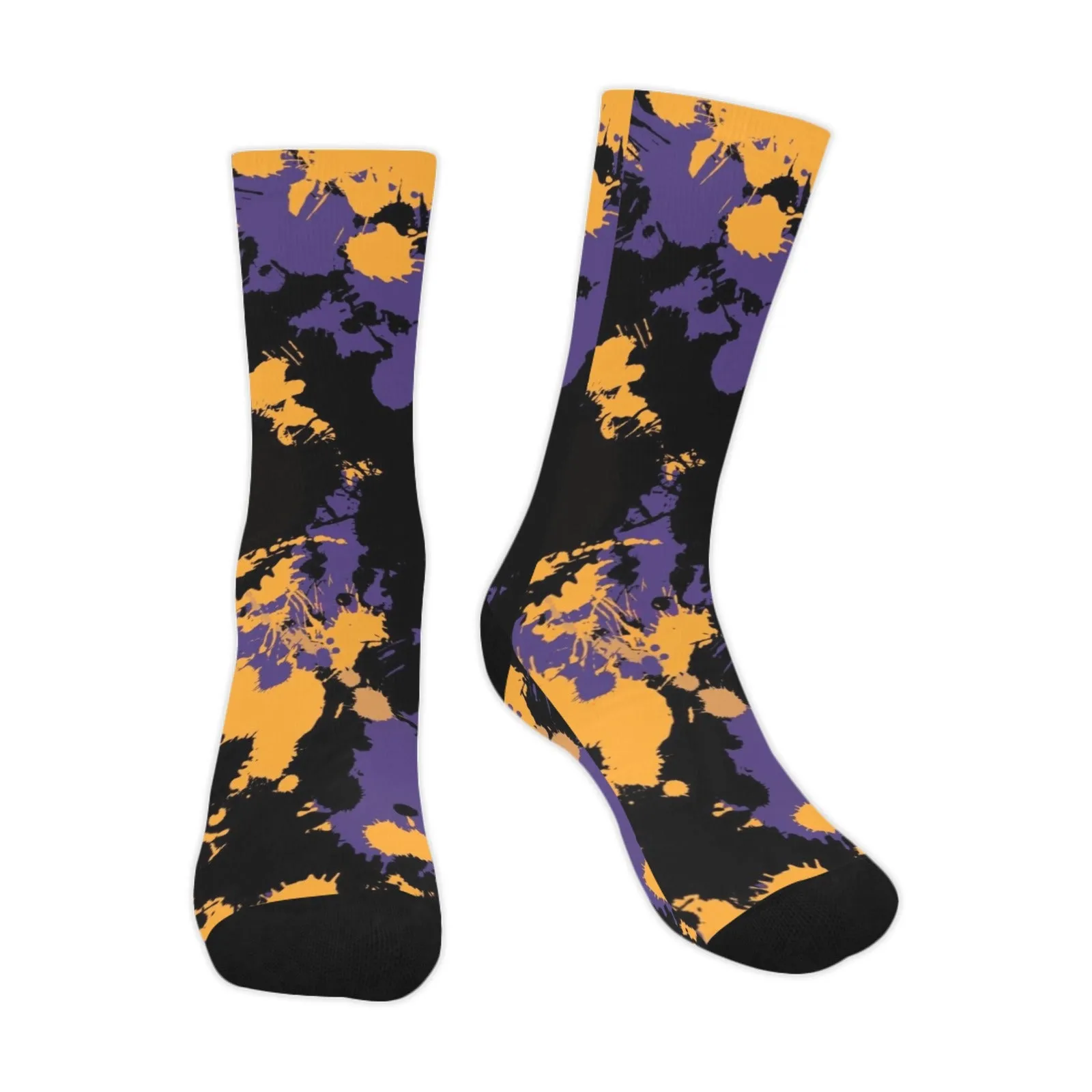 Purple Gold and Black Legends Paint Splatter Smooth-Touch Unisex Crew Socks