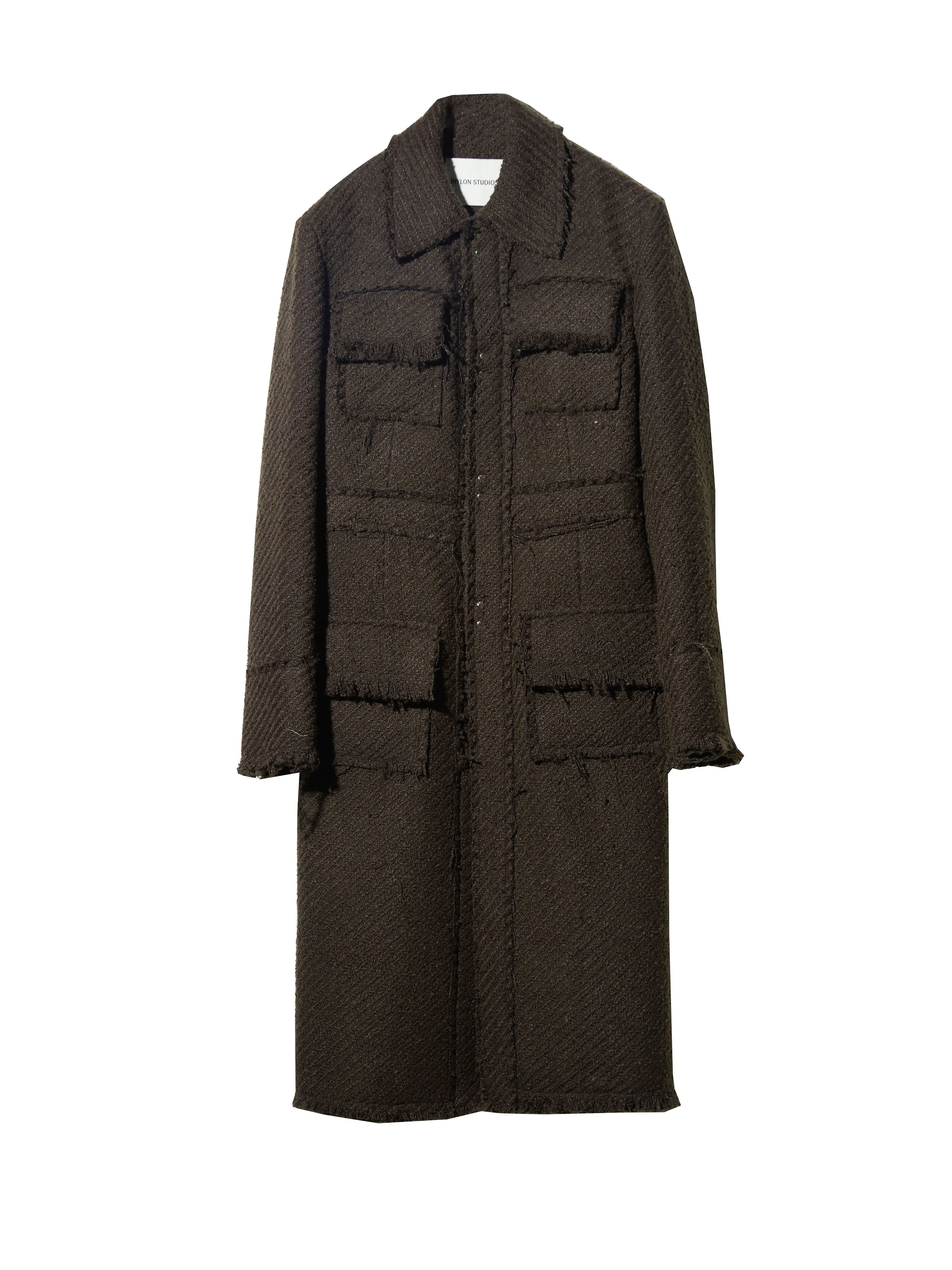 Raw Edge Long Tweed Texture Jacket