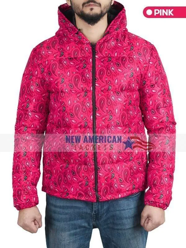 Red Bandana Puffer Jacket - New American Jackets