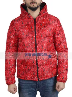 Red Bandana Puffer Jacket - New American Jackets