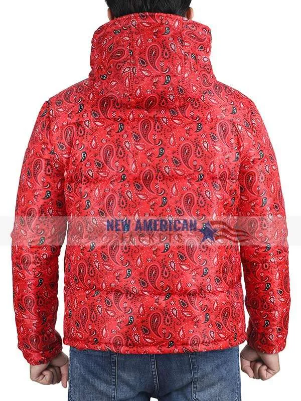 Red Bandana Puffer Jacket - New American Jackets