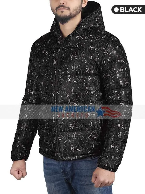 Red Bandana Puffer Jacket - New American Jackets