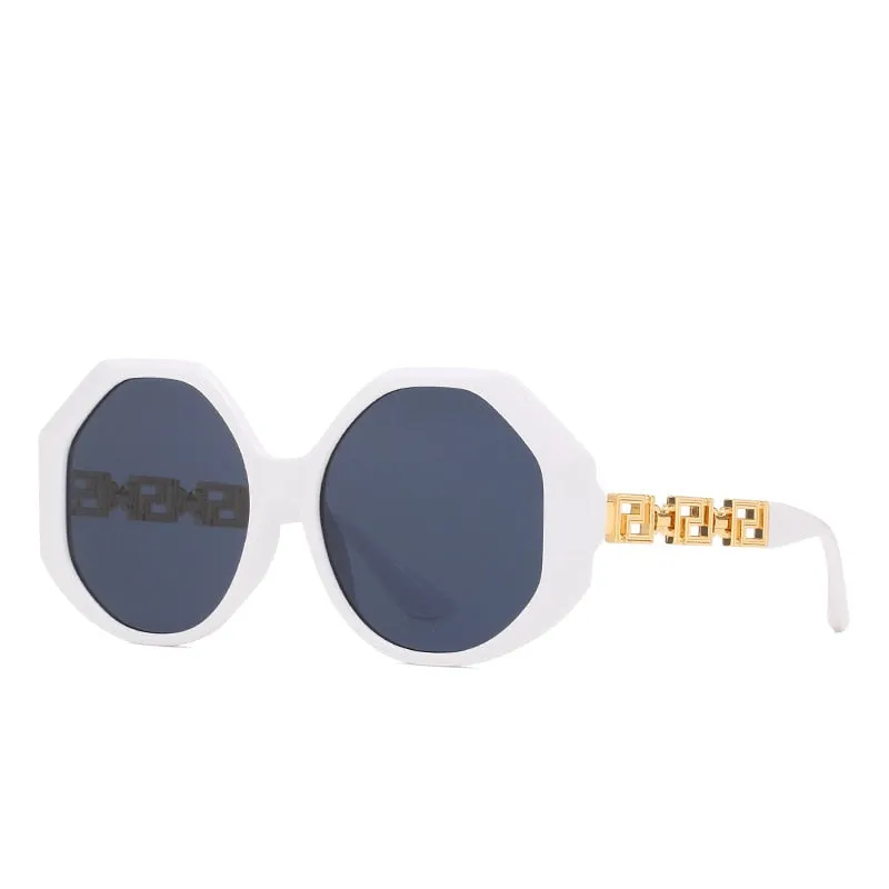 Rimless Style Oversized Irregular Hexagon Sunglasses for Women