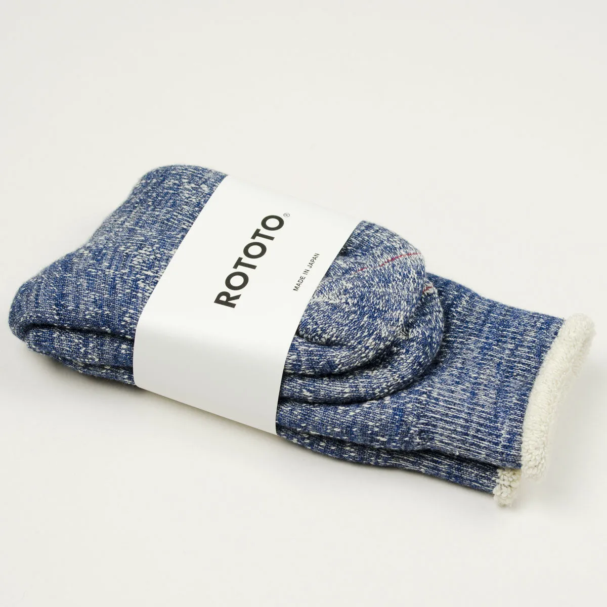 RoToTo - Double Face Merino Cotton Crew Socks - Deep Ocean