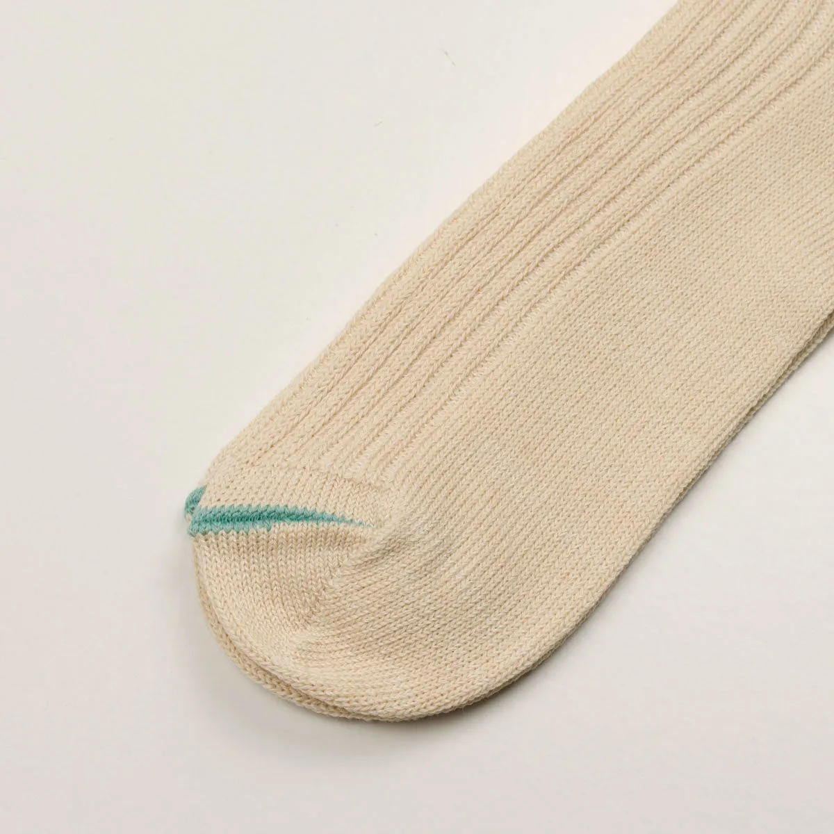 RoToTo - Hemp Organic Cotton Stripe Socks - White Sand / Turquoise