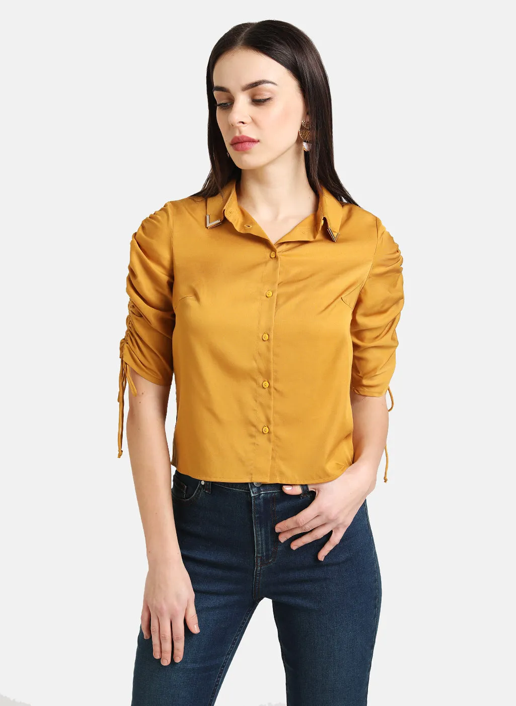 Shirt With Drawstring Detailed Sleeve