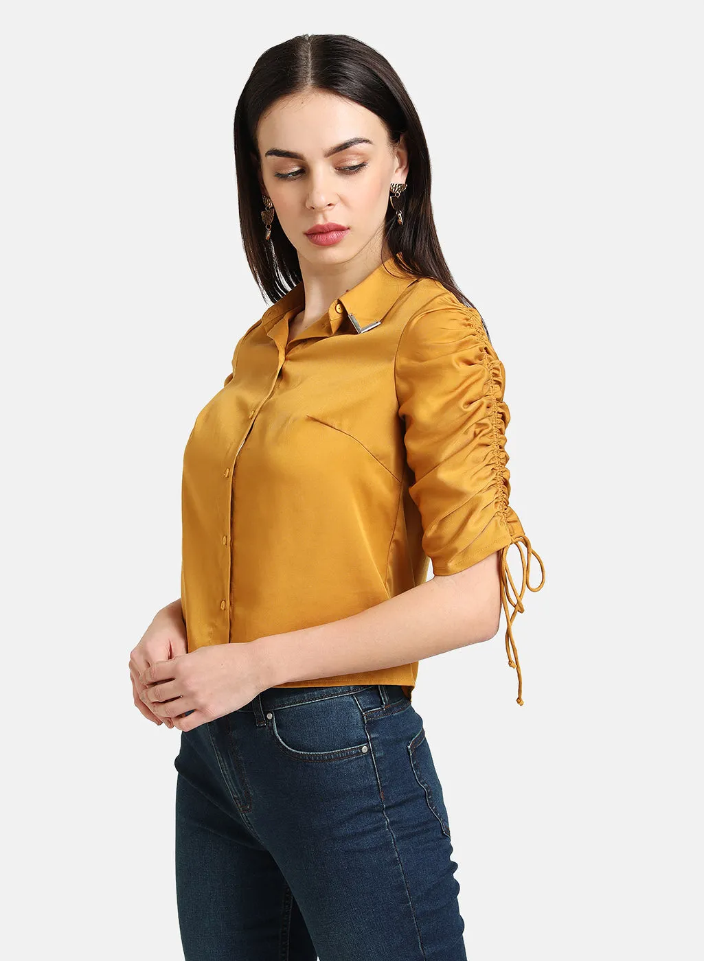 Shirt With Drawstring Detailed Sleeve