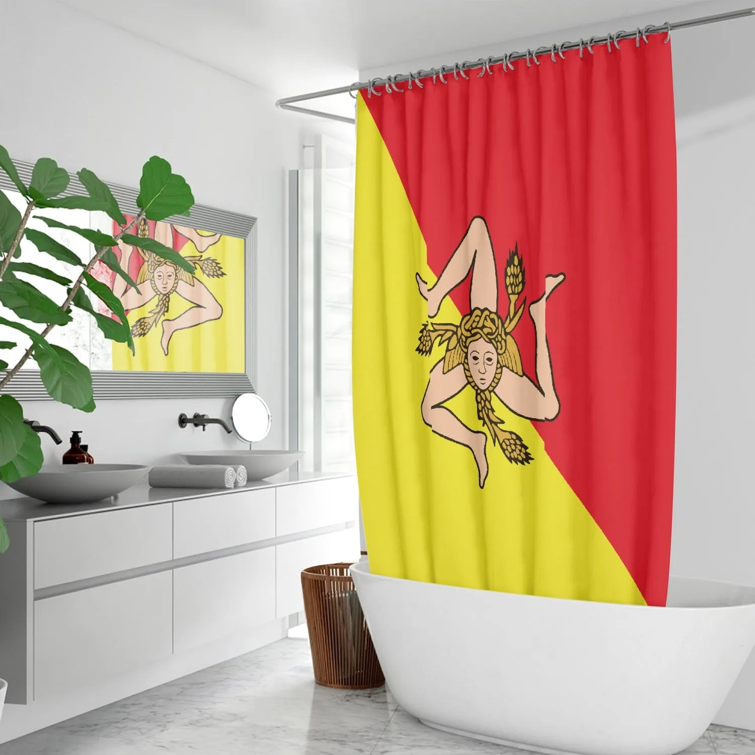 Sicilian Flag Quick-drying Shower Curtain