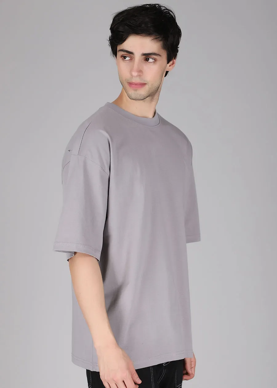 Solid Men Oversized T-Shirt - Ash Grey