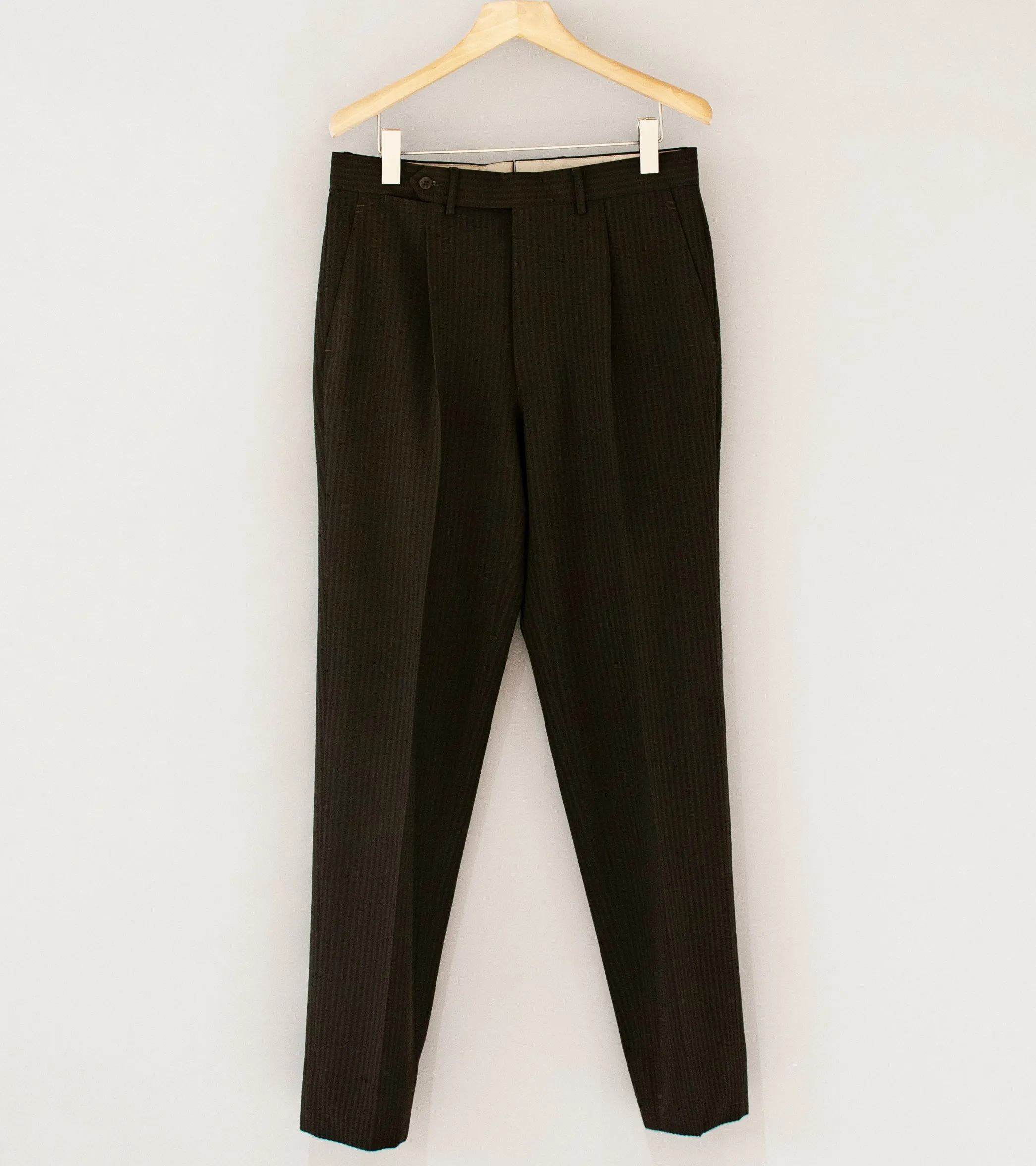 Stoffa 'Single Pleat Trouser' (Chocolate Wool Seeresucker)