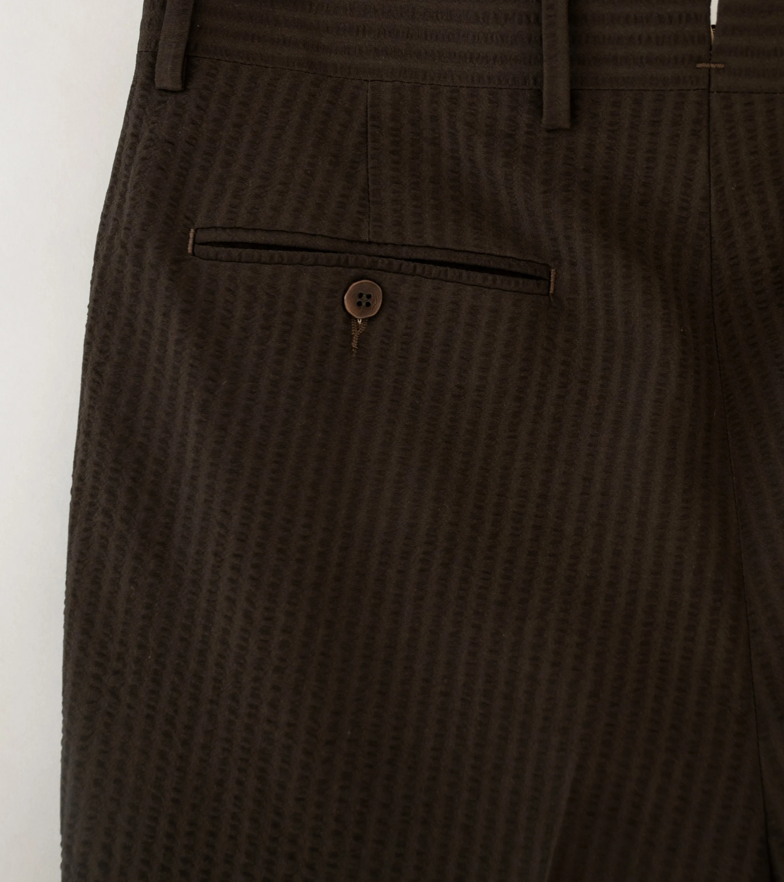 Stoffa 'Single Pleat Trouser' (Chocolate Wool Seeresucker)