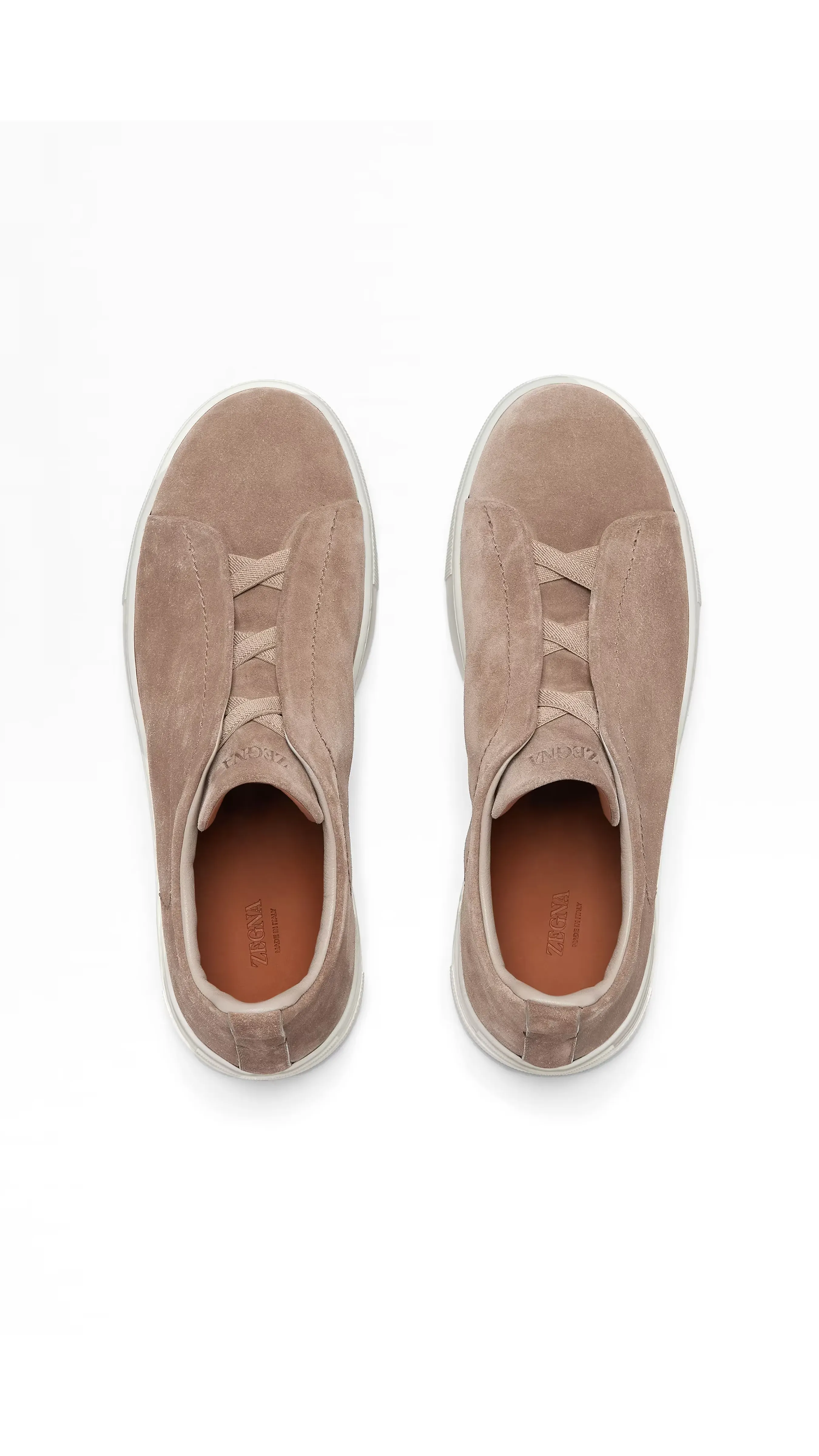 Suede Triple Stitch Low Top Sneakers - Beige