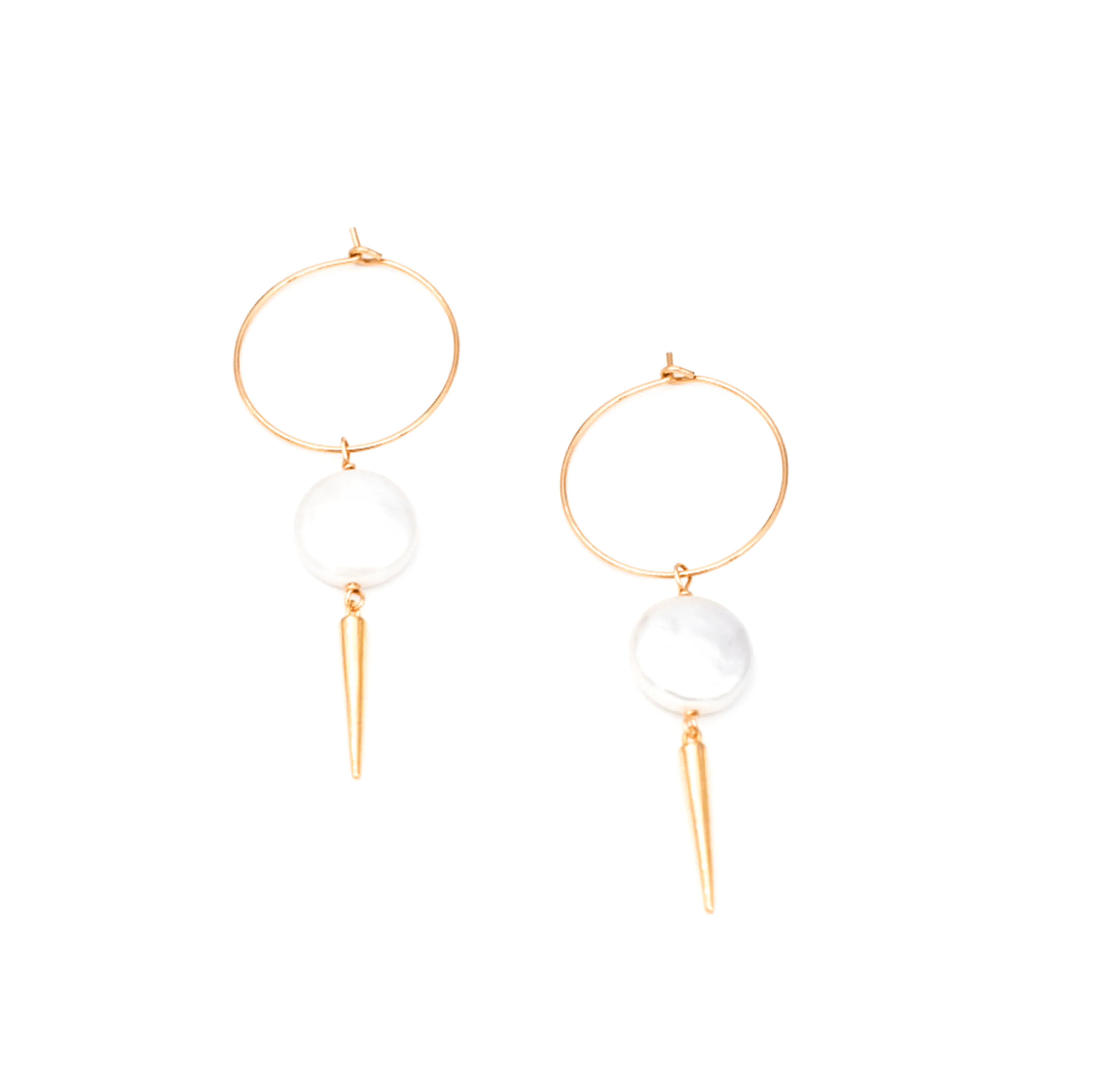 Thin Pearl W/ Spike Hoops