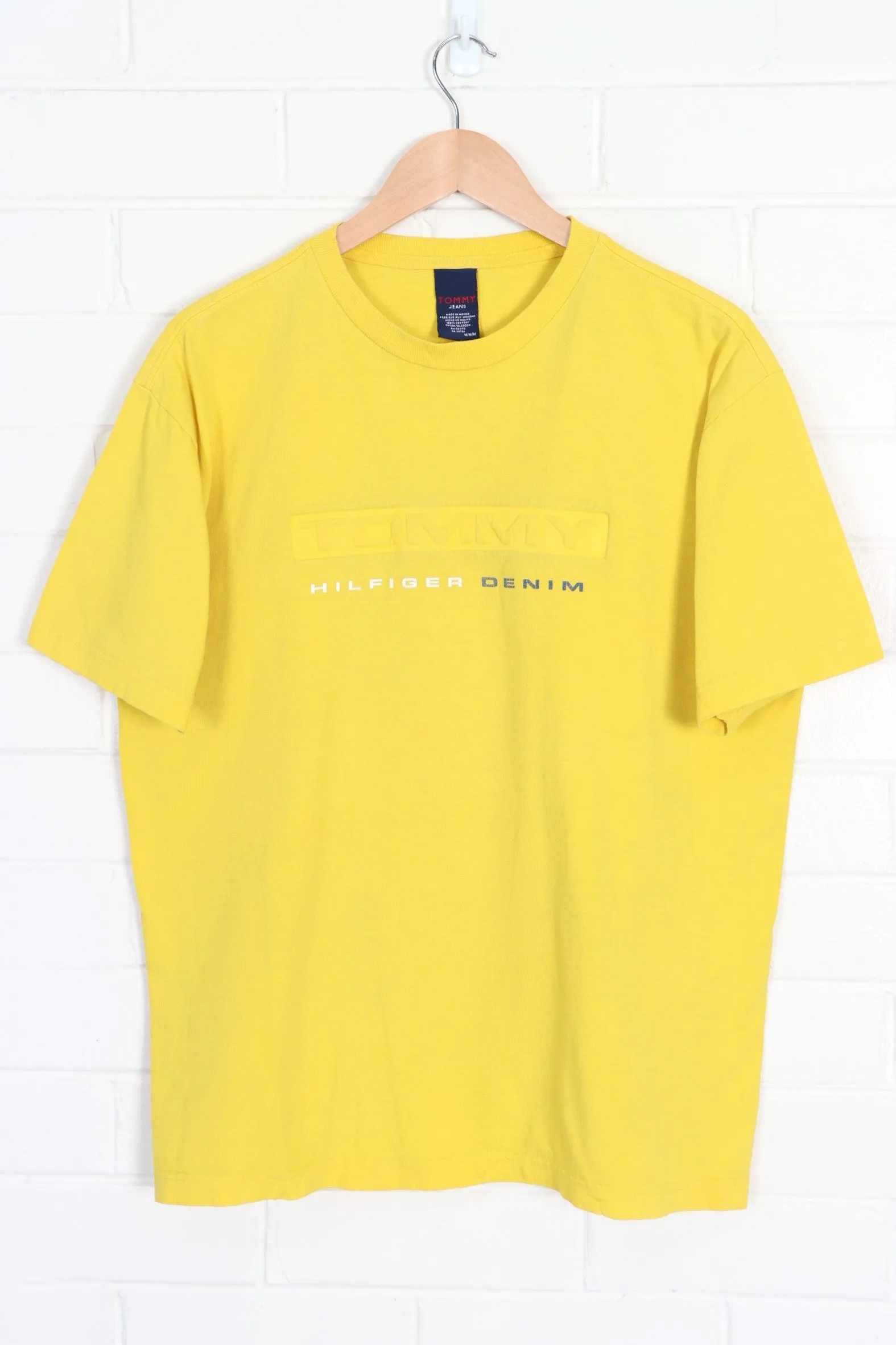 TOMMY HILFIGER JEANS Yellow Embossed Logo T-Shirt (L)