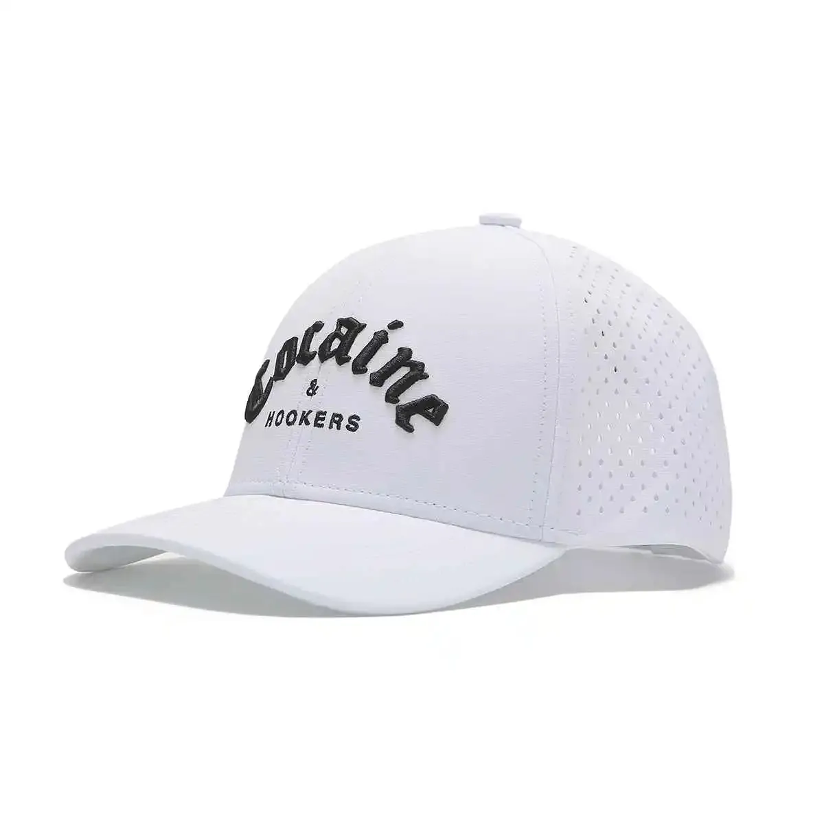 TOUR PRO Cocaine & Hookers Golf Hat in White with Curved Brim