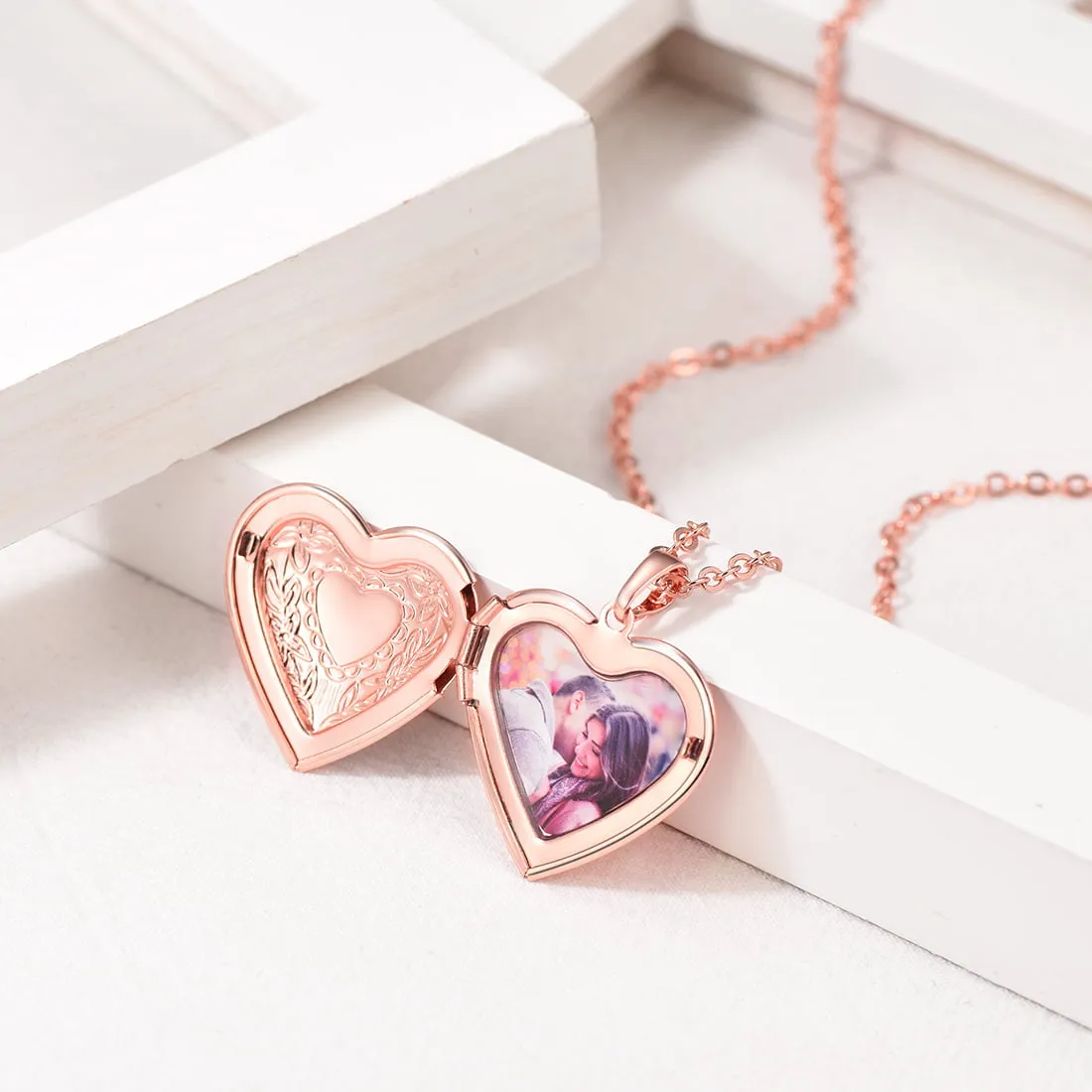 U7 Jewelry Heart Picture Locket Necklace For Women