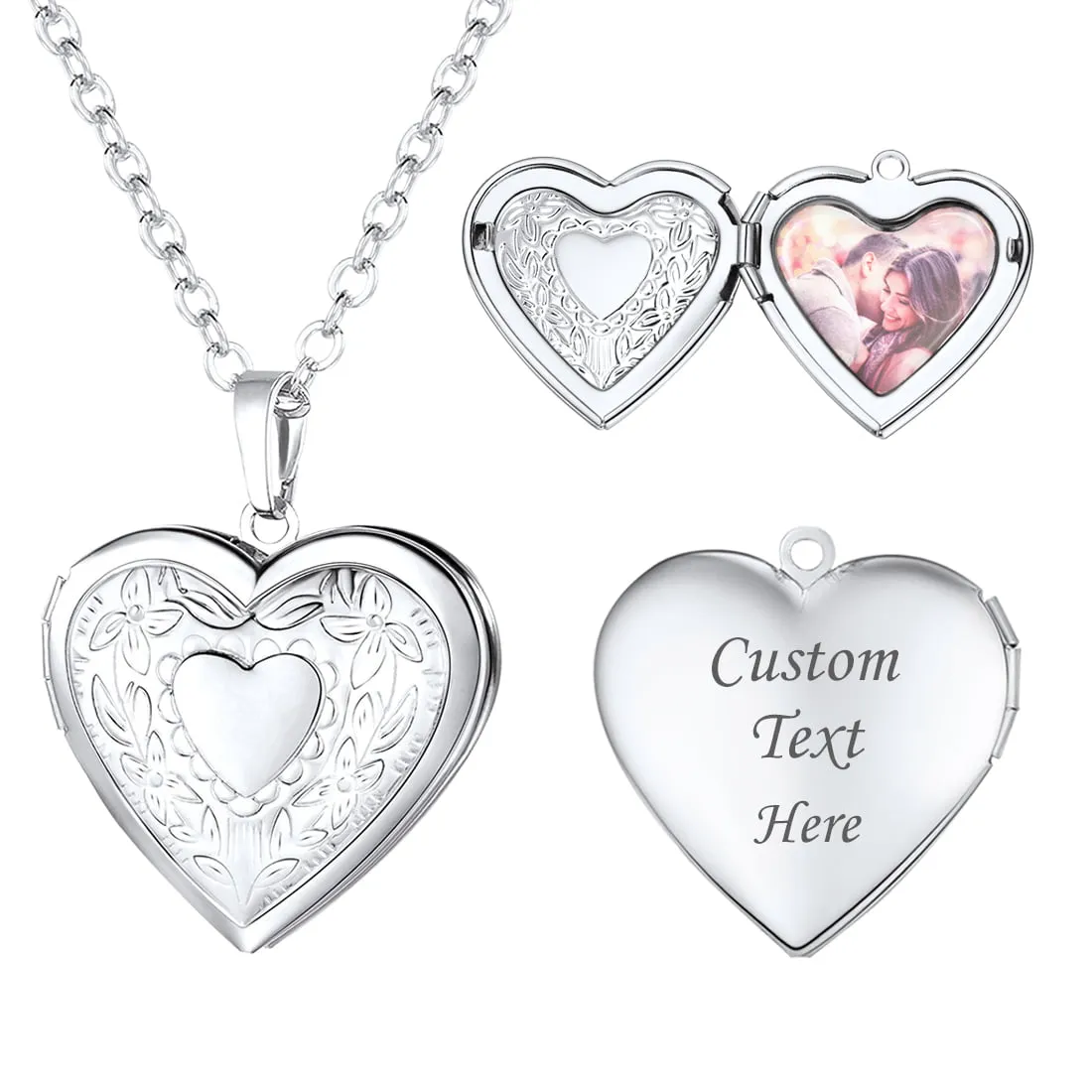 U7 Jewelry Heart Picture Locket Necklace For Women