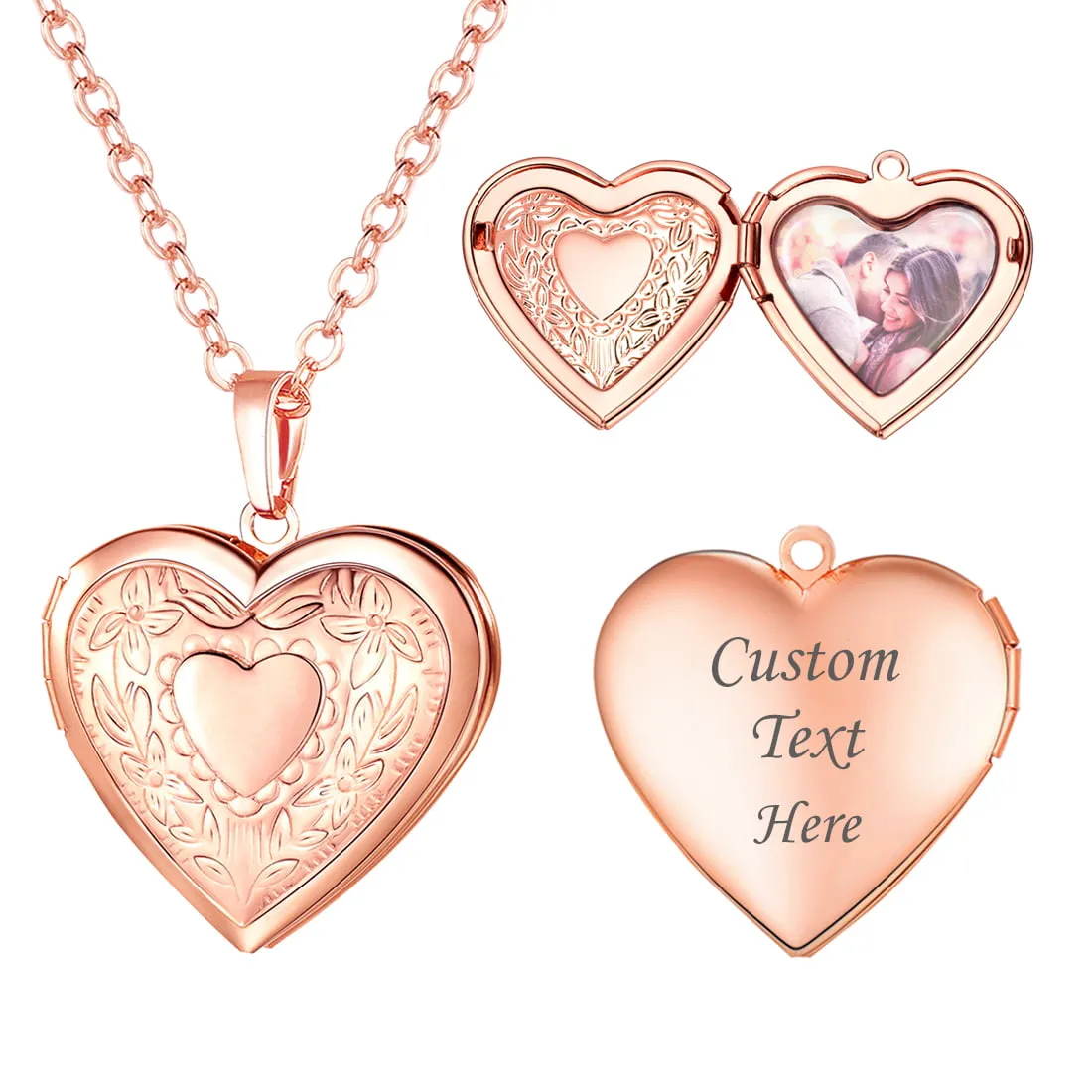 U7 Jewelry Heart Picture Locket Necklace For Women