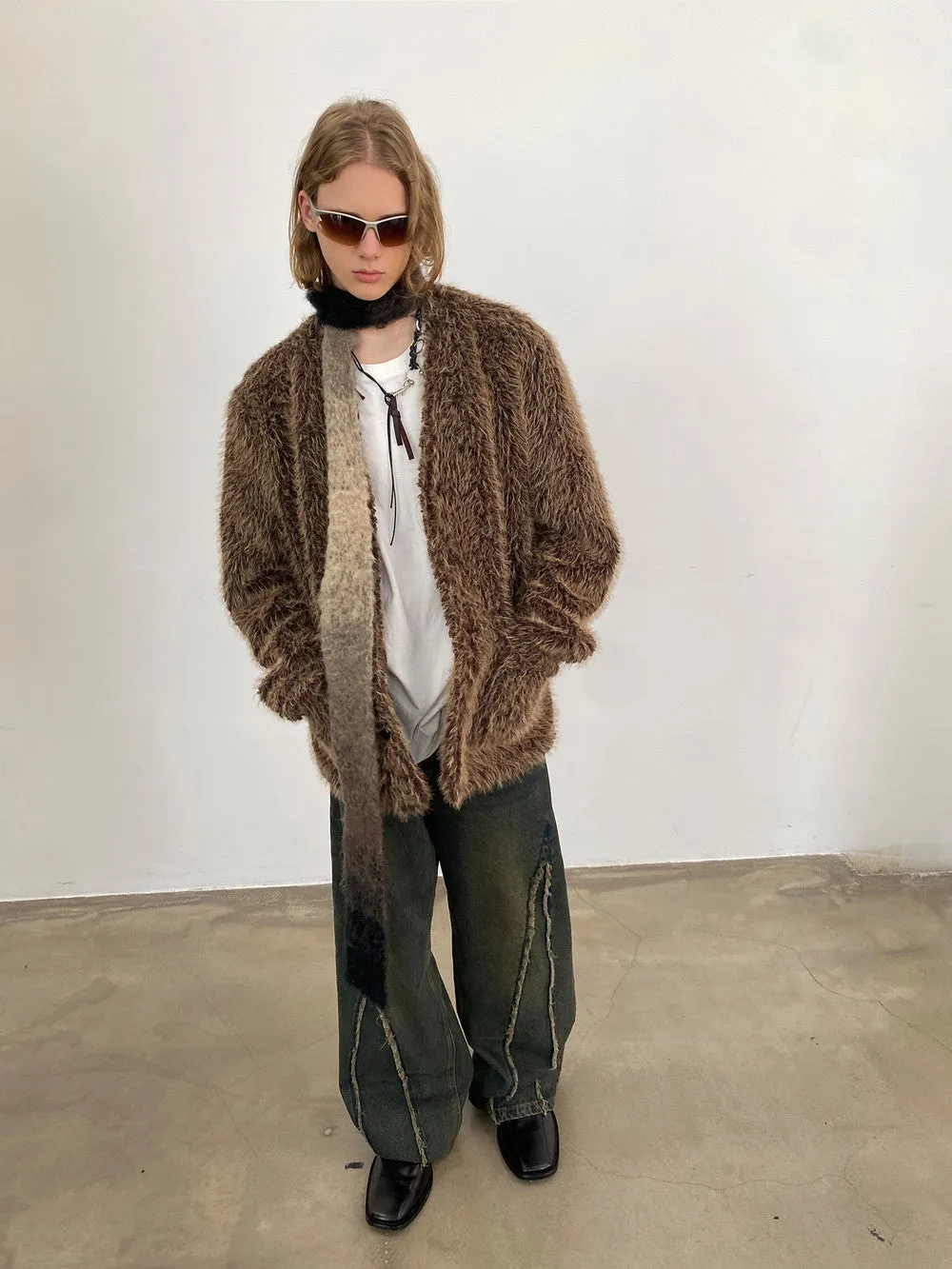 Unisex Fluffily Retro Drop-Shoulder Oversize Fur-Jacket