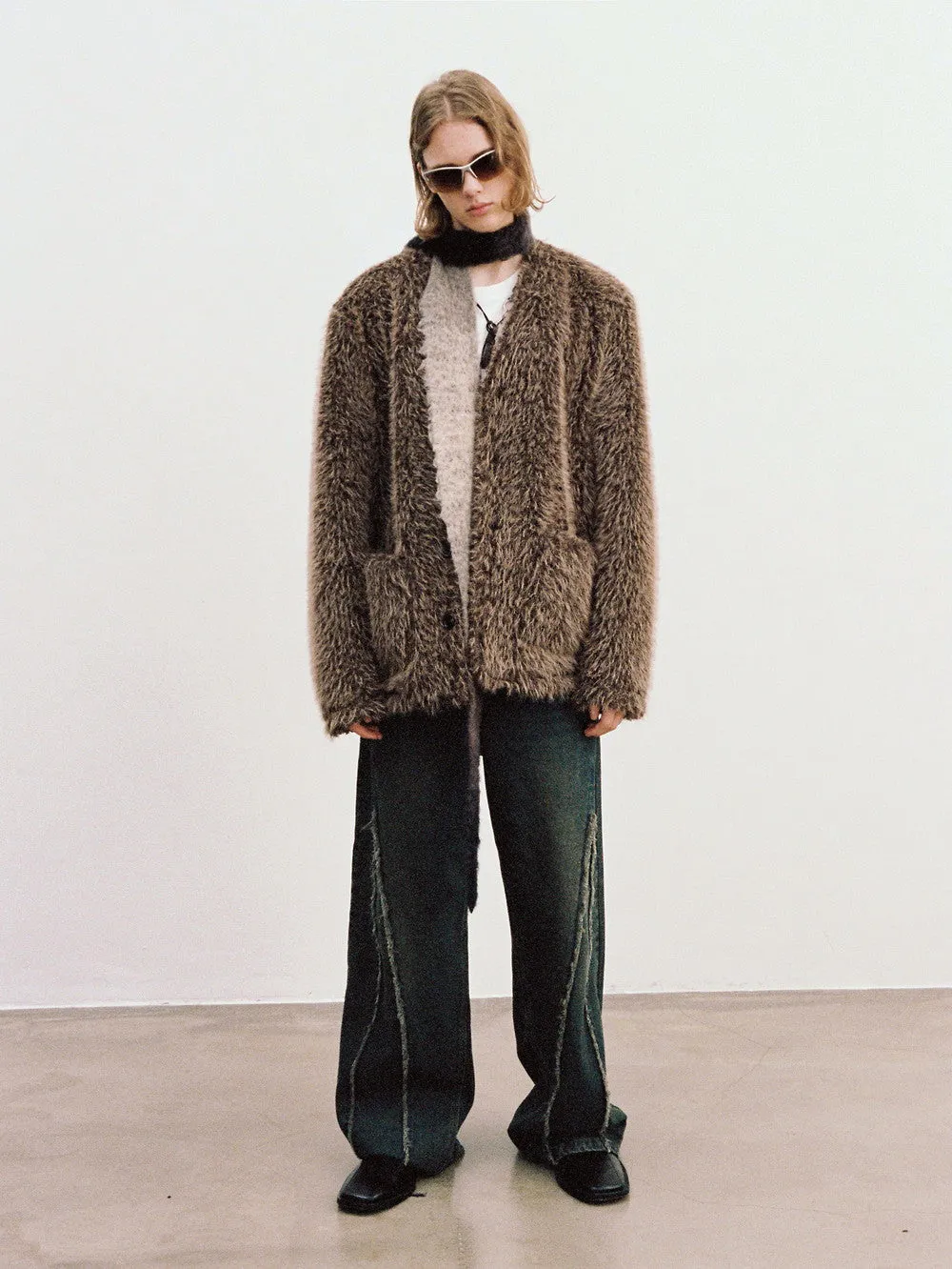 Unisex Fluffily Retro Drop-Shoulder Oversize Fur-Jacket